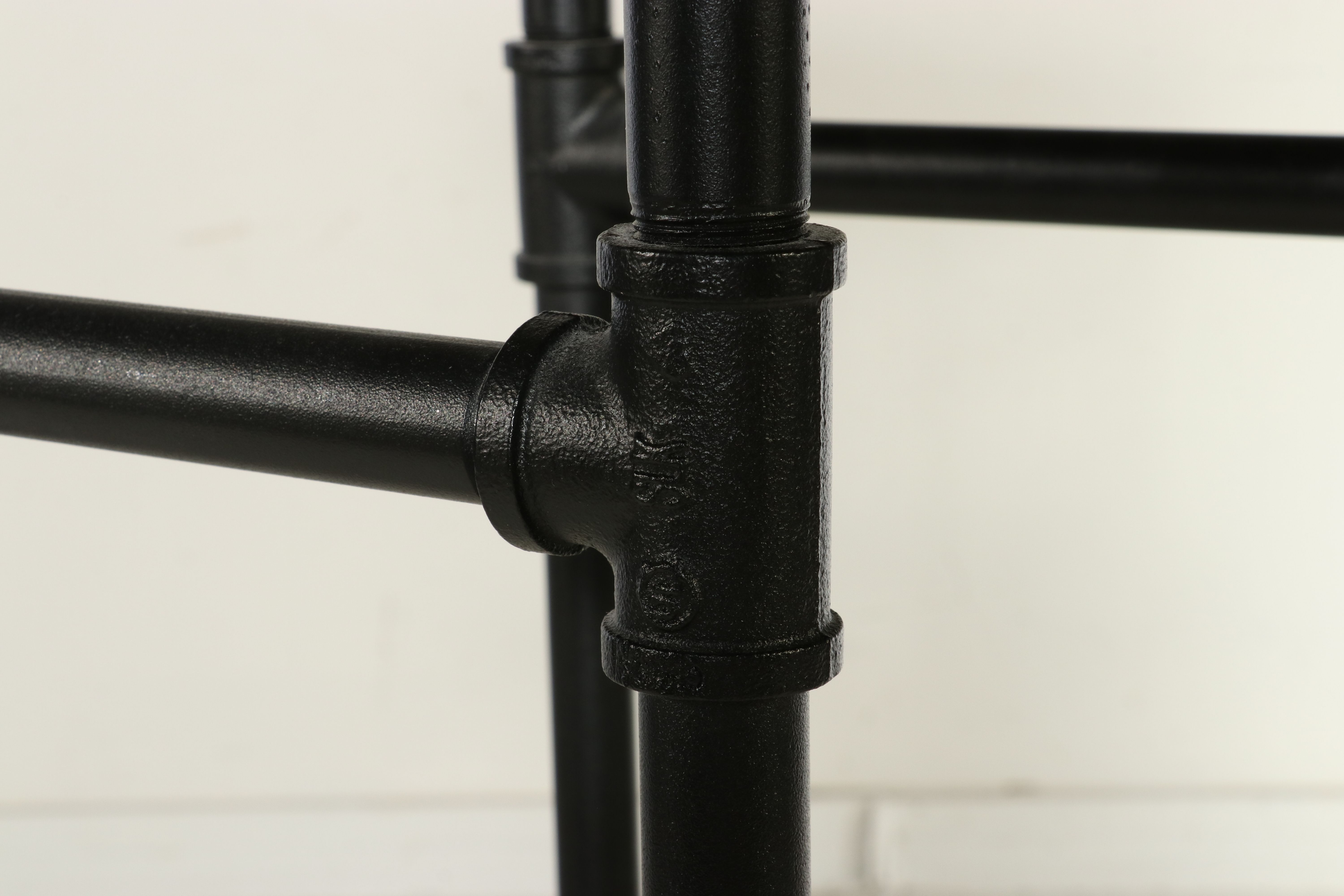 Pair of Industrial Pipe and Wood Pedestal Coat Racks