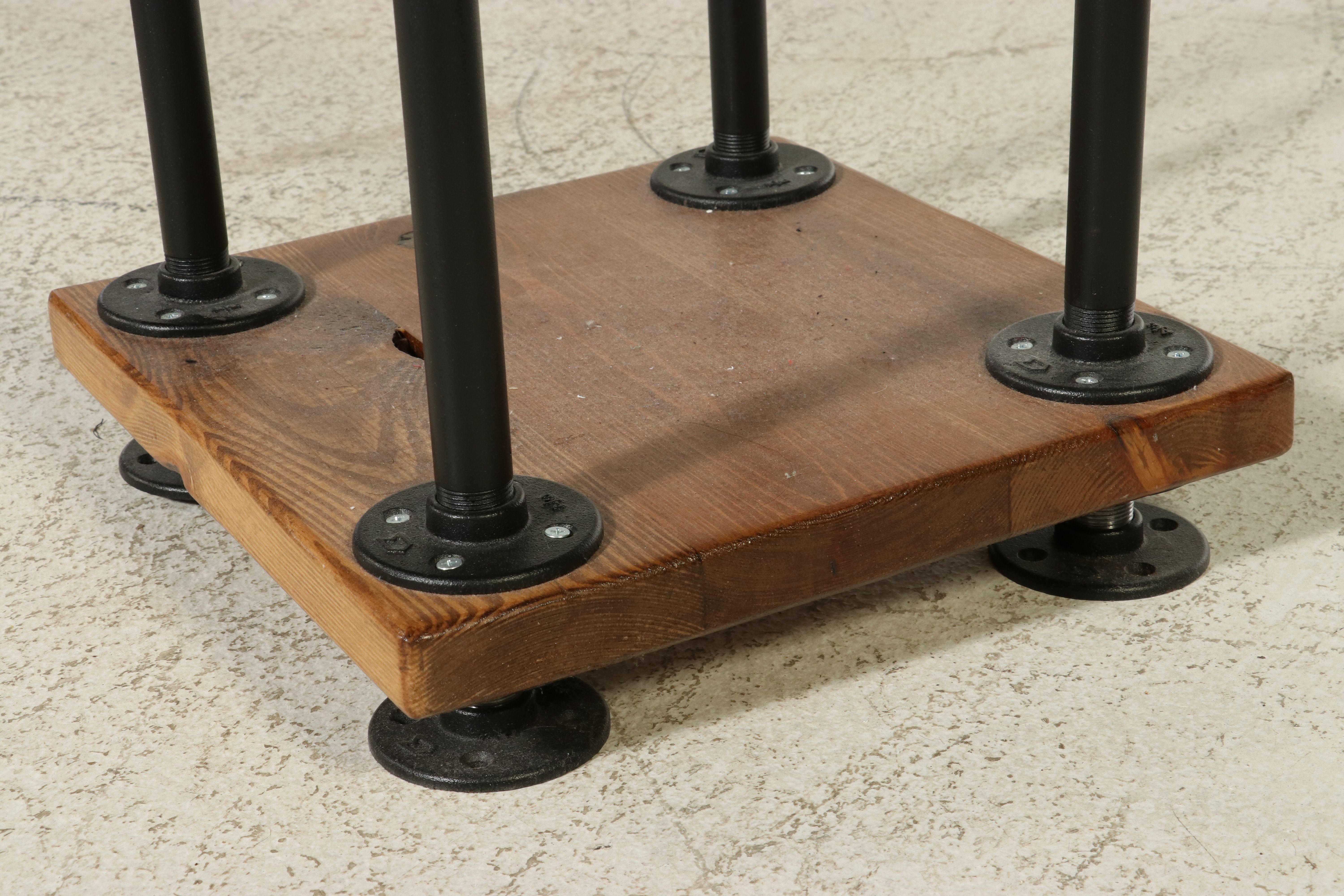 Pair of Industrial Pipe and Wood Pedestal Coat Racks