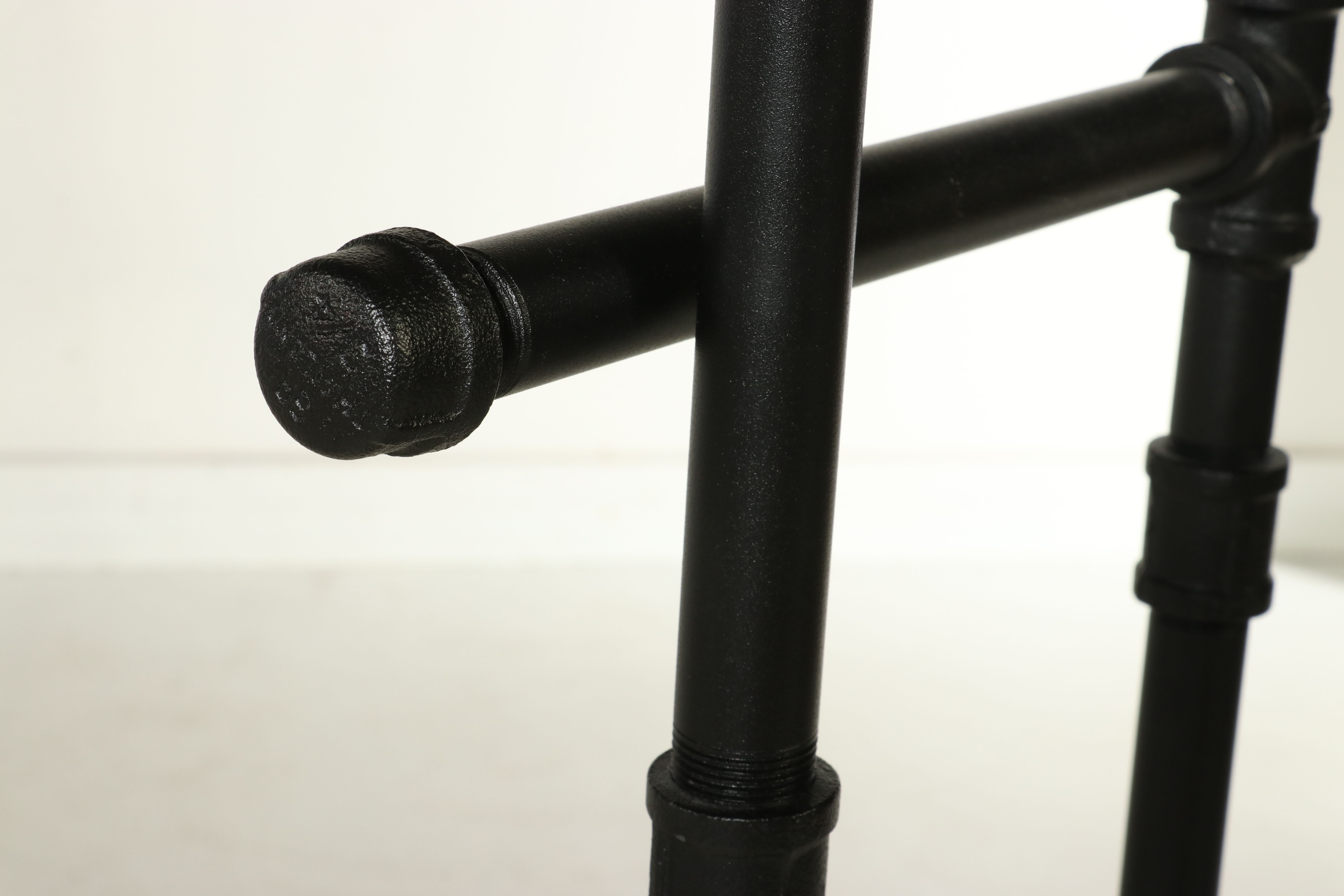 Pair of Industrial Pipe and Wood Pedestal Coat Racks