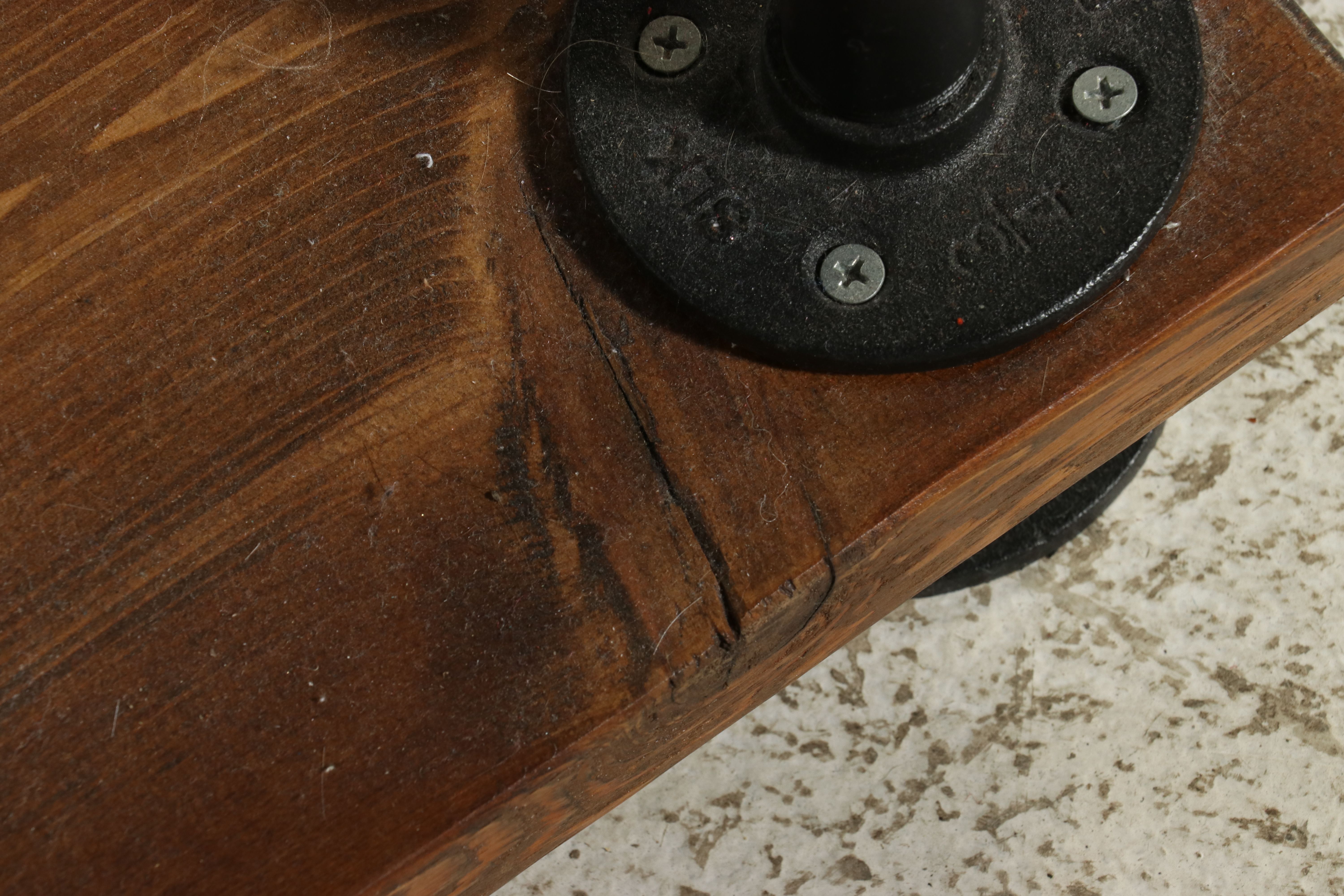 Pair of Industrial Pipe and Wood Pedestal Coat Racks