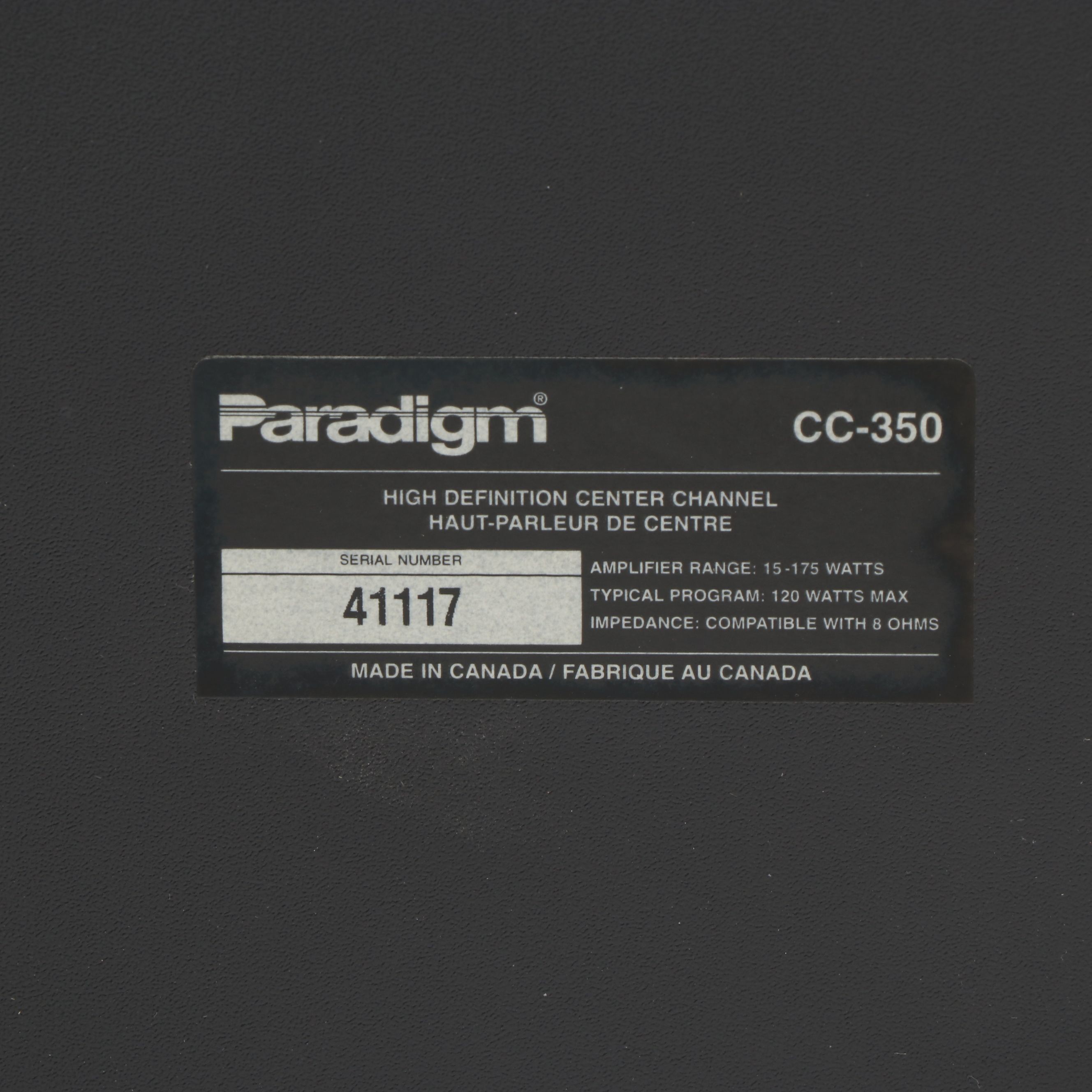 Paradigm Black Ash Center Channel