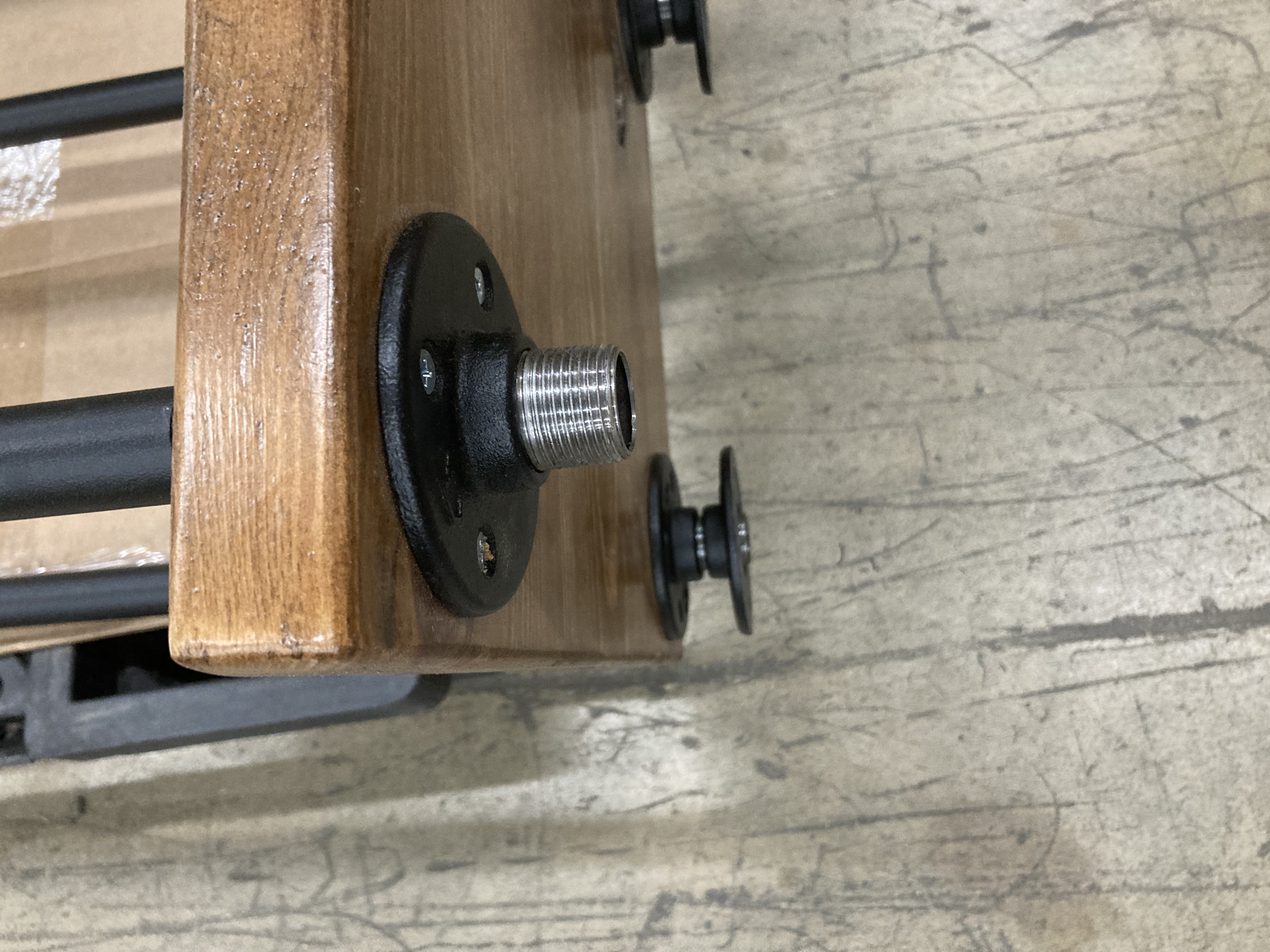 Pair of Industrial Pipe and Wood Pedestal Coat Racks