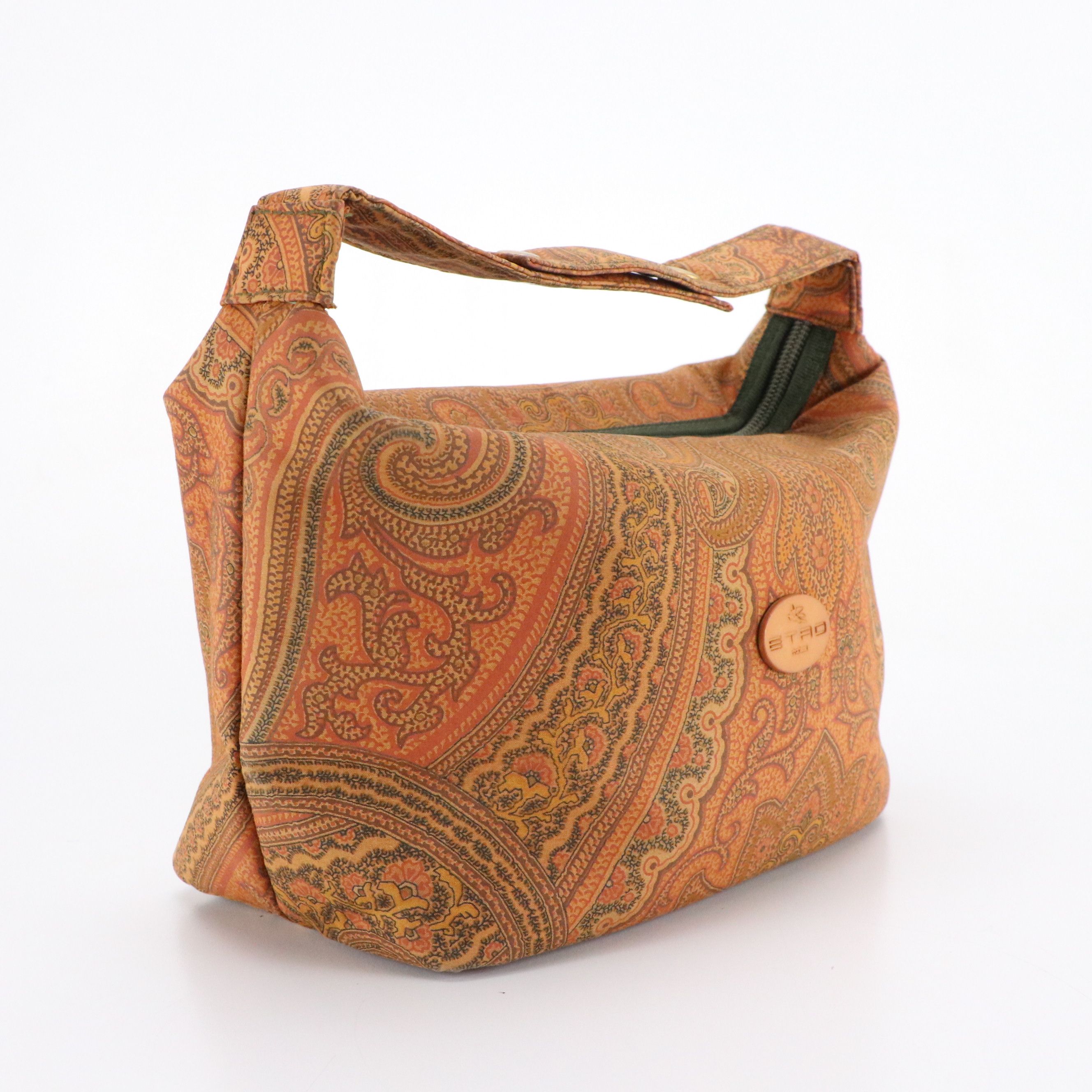 ETRO Snap Top Handle Small Hobo Bag in Paisley Printed Nylon Canvas