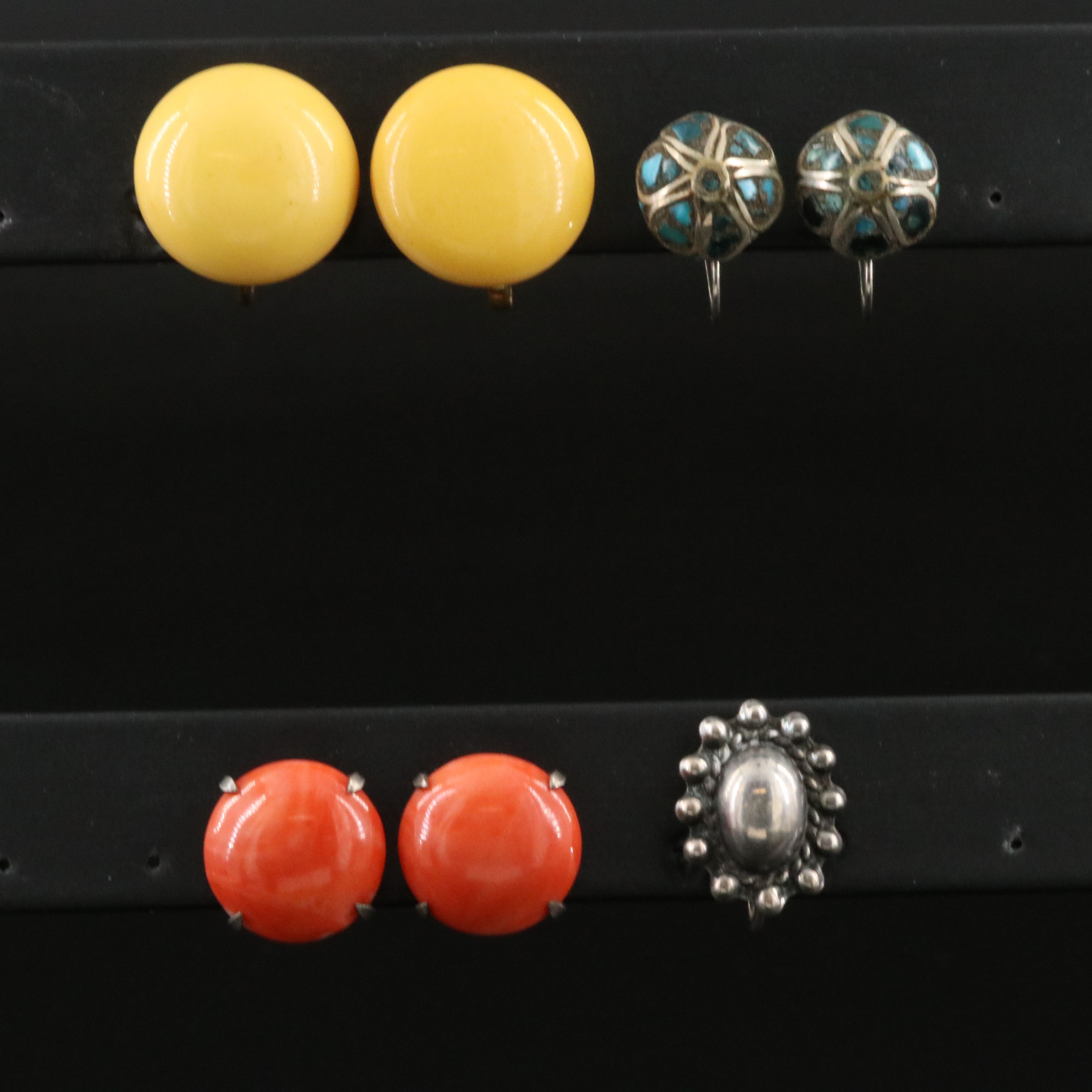 Sterling and Coral Featured in Vintage Earring Collection