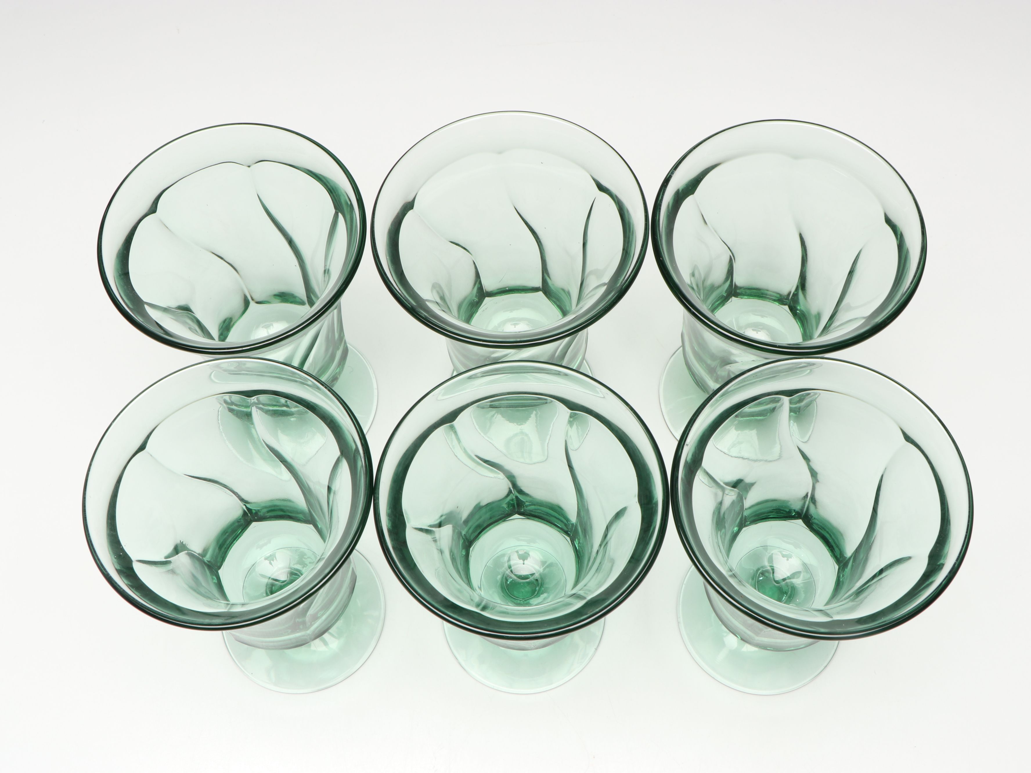 Fostoria "Jamestown Green" Footed Iced Tea Glasses, Mid to Late 20th C.