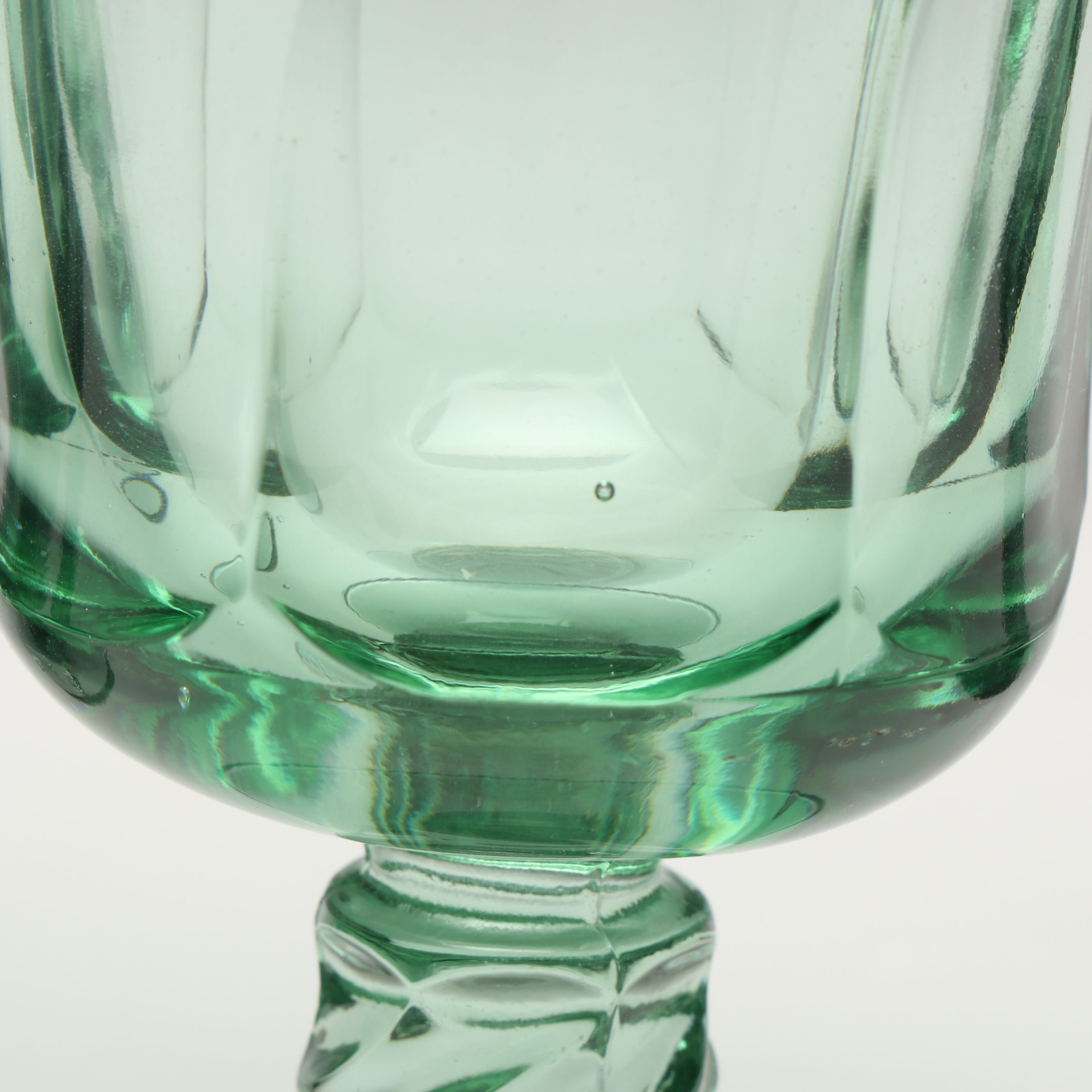 Fostoria "Jamestown Green" Footed Iced Tea Glasses, Mid to Late 20th C.