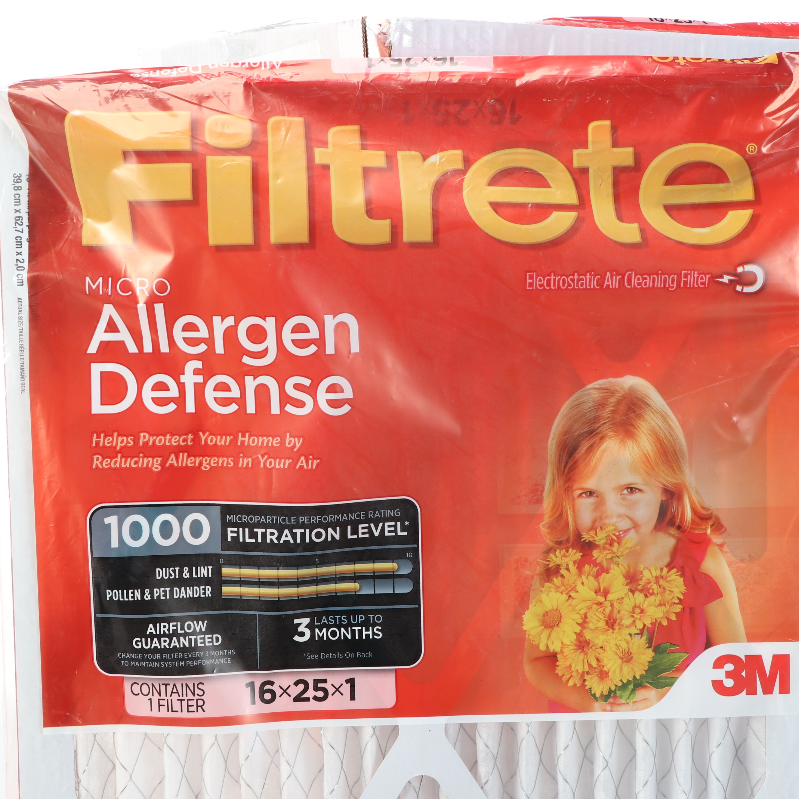 3M Filtrete Allergen Defense HVAC Air Filter, 16" x 25" x 1"