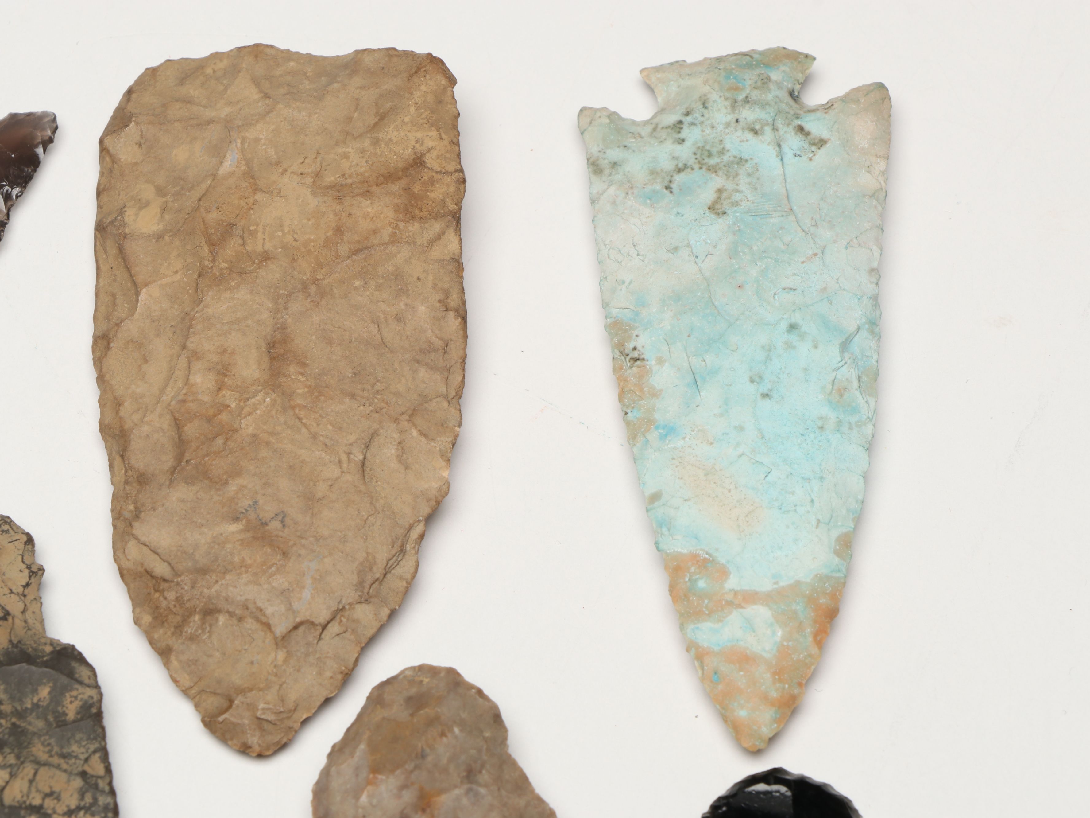 Ohio Nethers Flint Ridge Dovetail Point with Obsidian and Other Stone Arrowheads