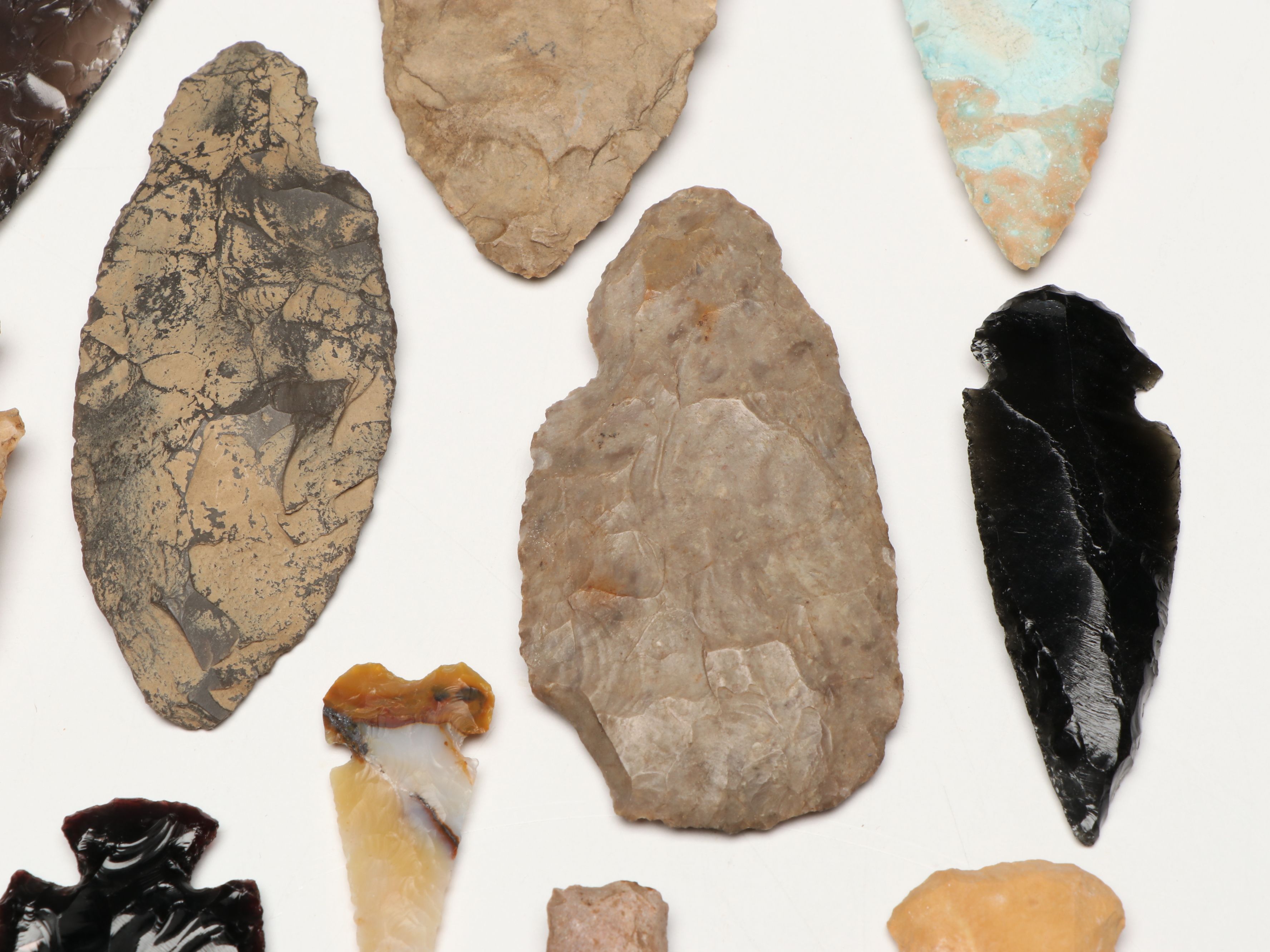 Ohio Nethers Flint Ridge Dovetail Point with Obsidian and Other Stone Arrowheads