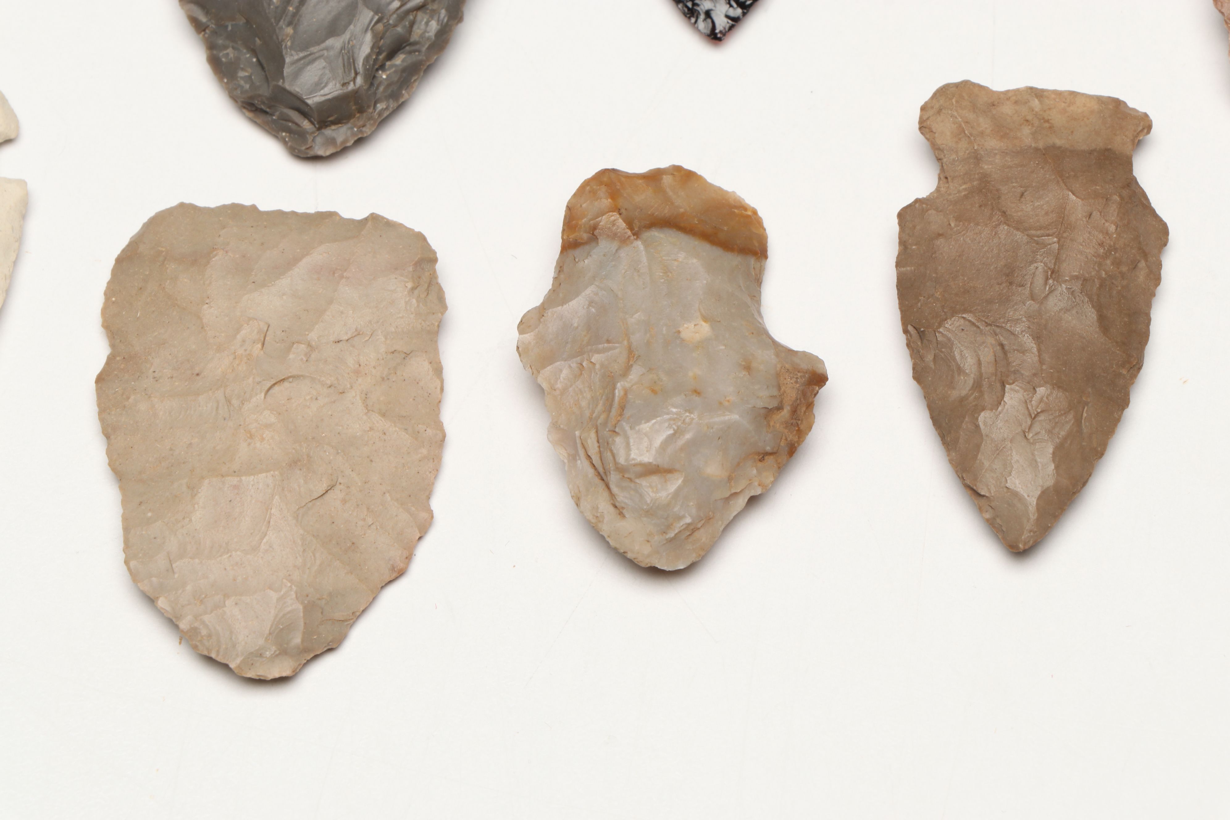 Ohio Nethers Flint Ridge Dovetail Point with Obsidian and Other Stone Arrowheads