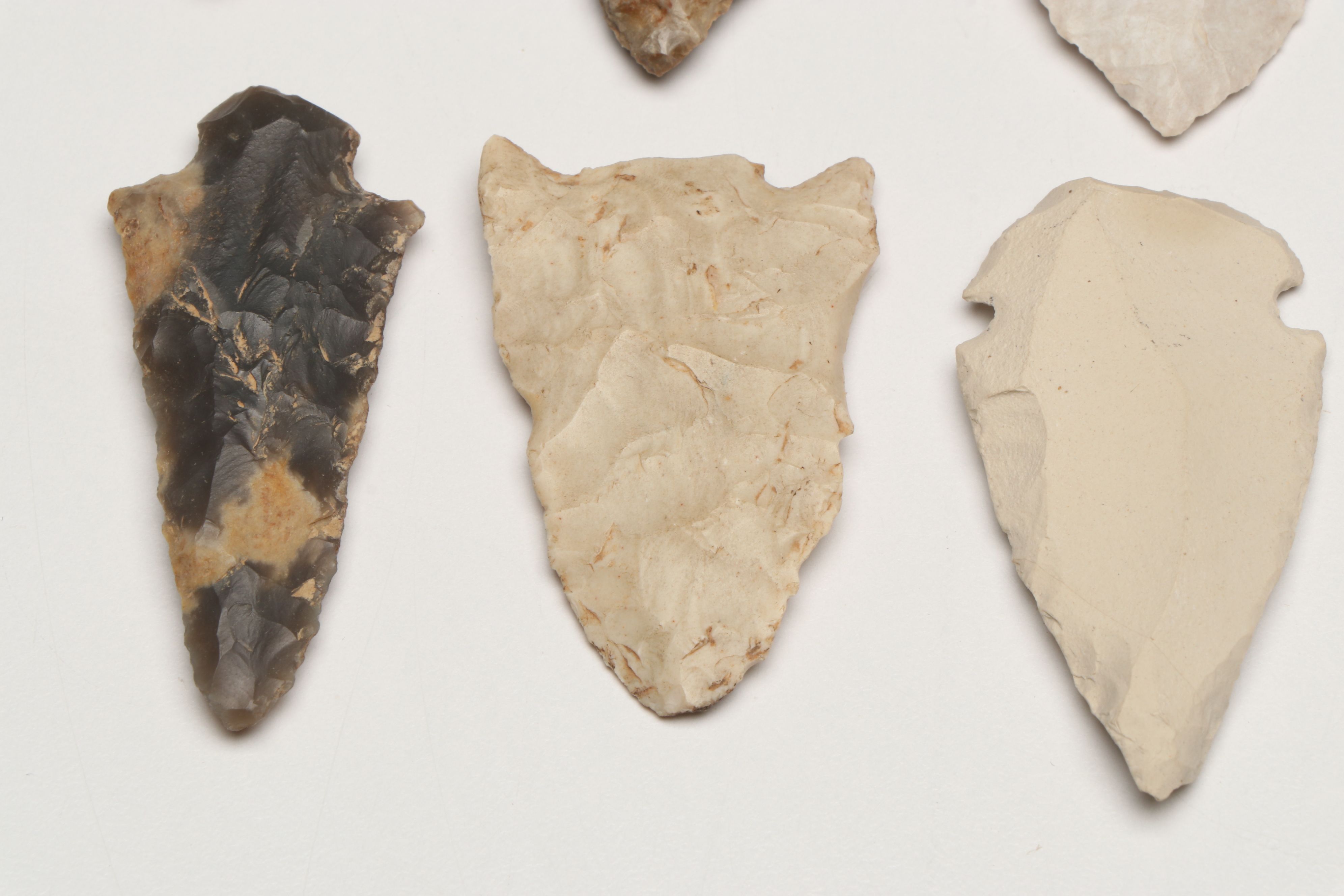 Ohio Nethers Flint Ridge Dovetail Point with Obsidian and Other Stone Arrowheads