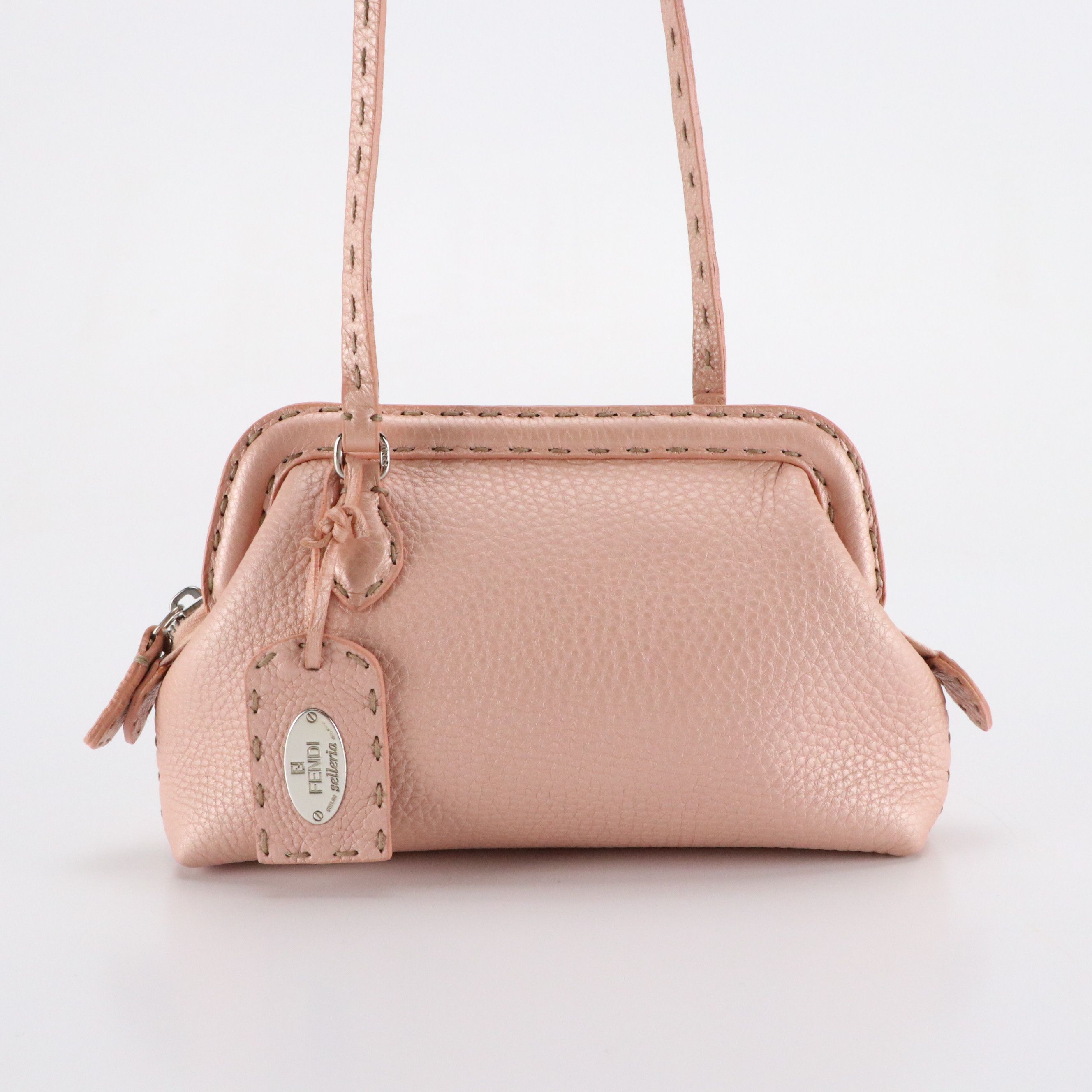 Fendi Selleria Small Doctors Crossbody Bag in Blush Pink Pearlescent Leather