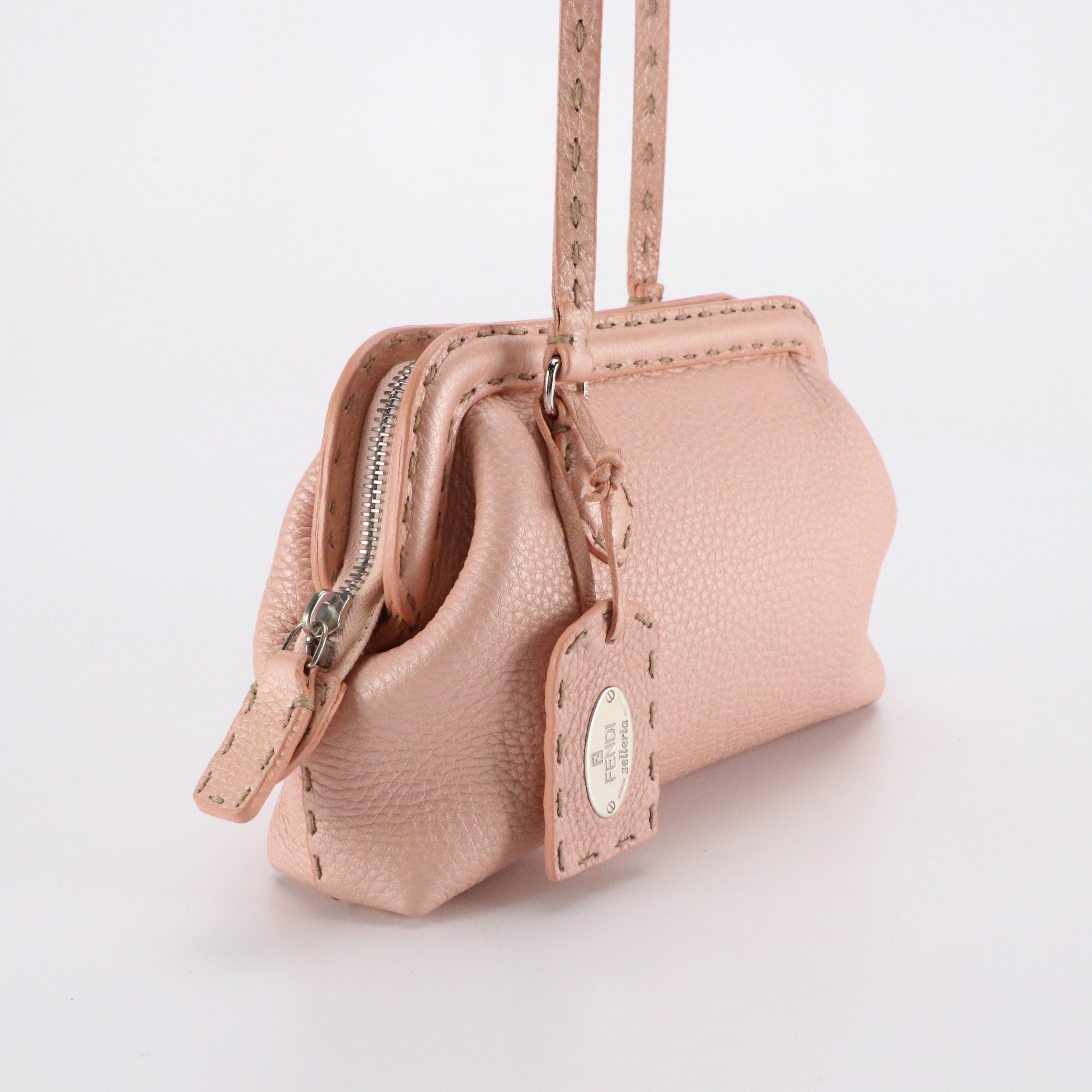 Fendi Selleria Small Doctors Crossbody Bag in Blush Pink Pearlescent Leather