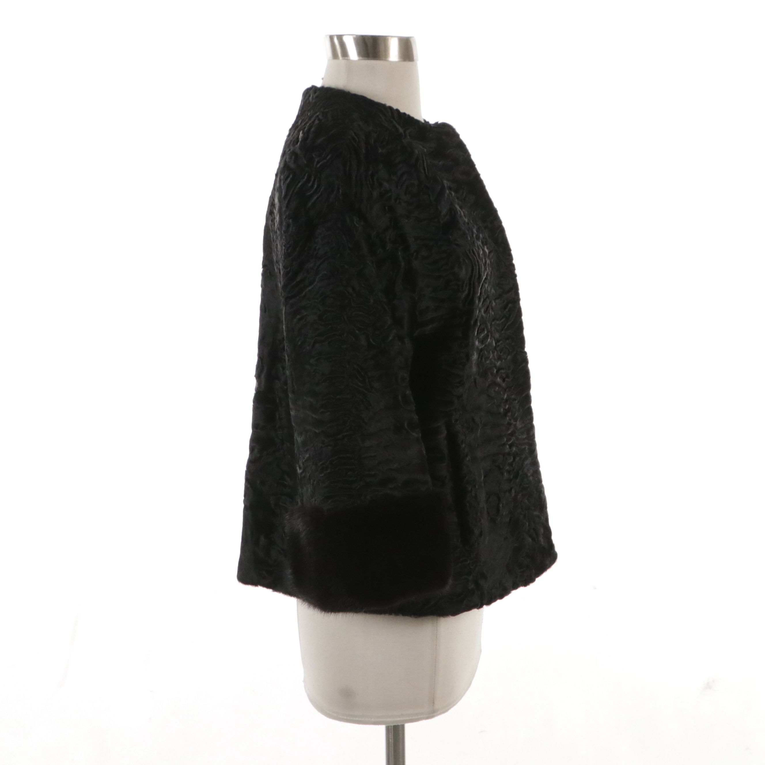 Swakara Lamb Fur Jacket with Mink Fur Trim from Miller's Furs