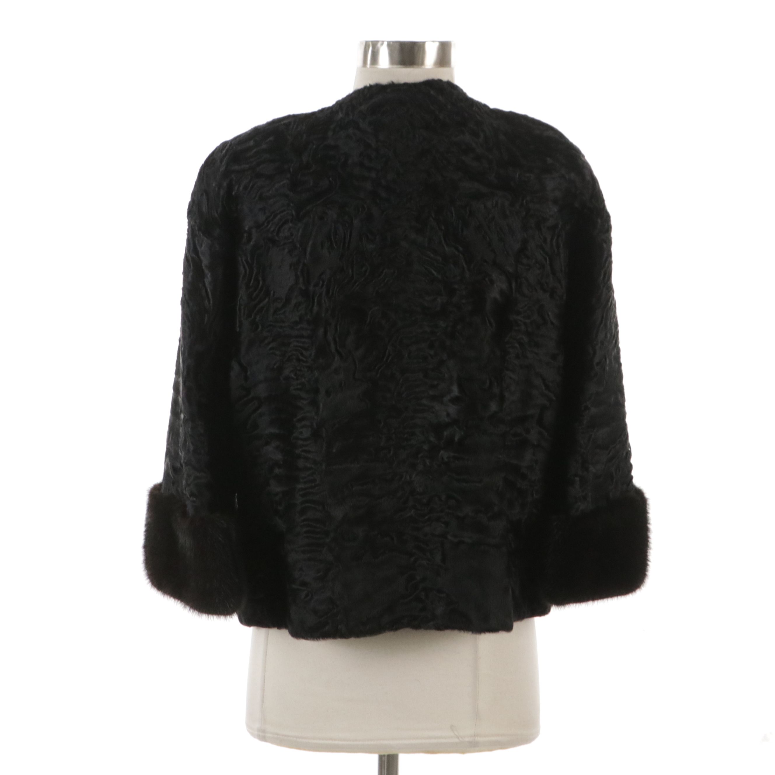 Swakara Lamb Fur Jacket with Mink Fur Trim from Miller's Furs