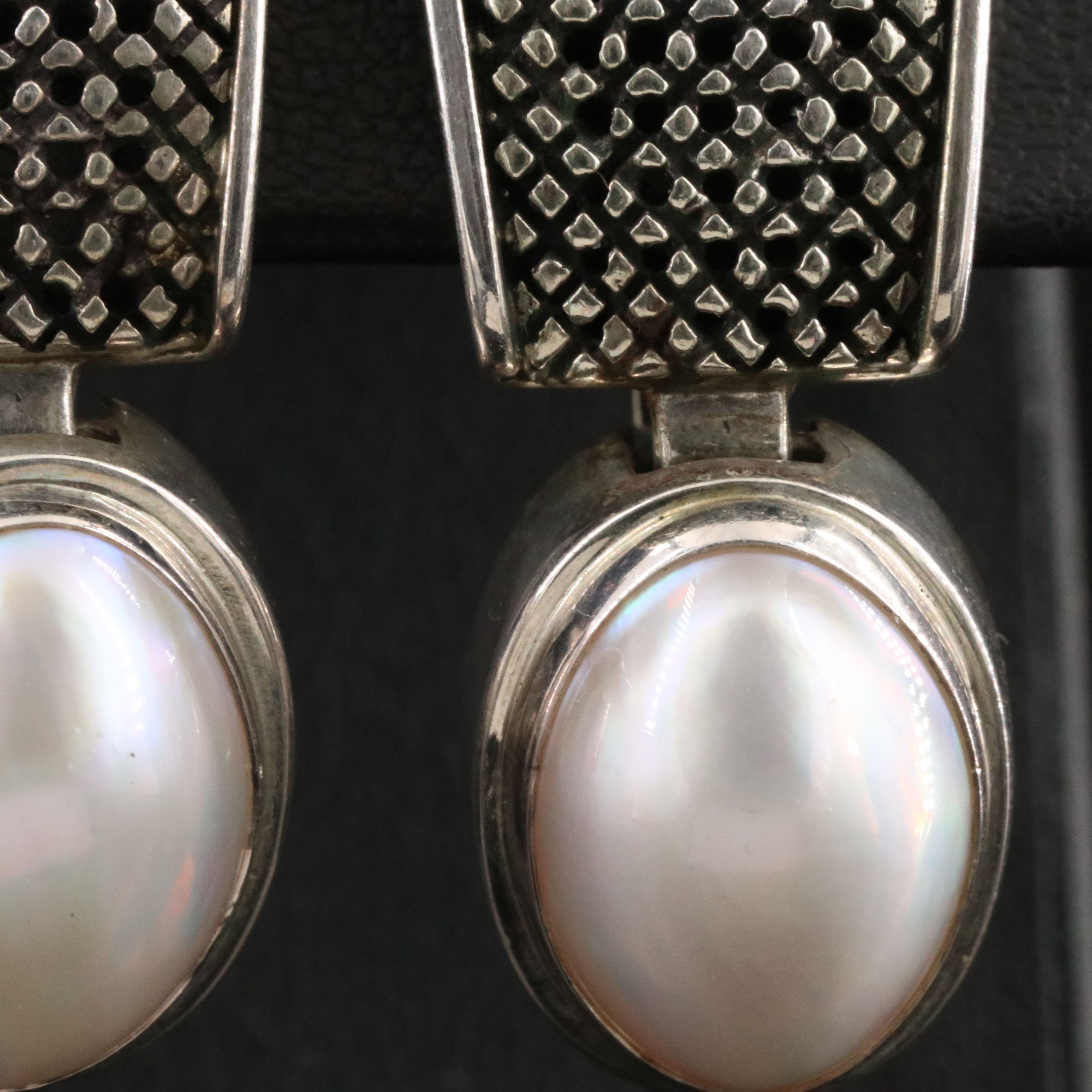 Michael Dawkins Sterling Mabè Pearl Drop Clip Earrings