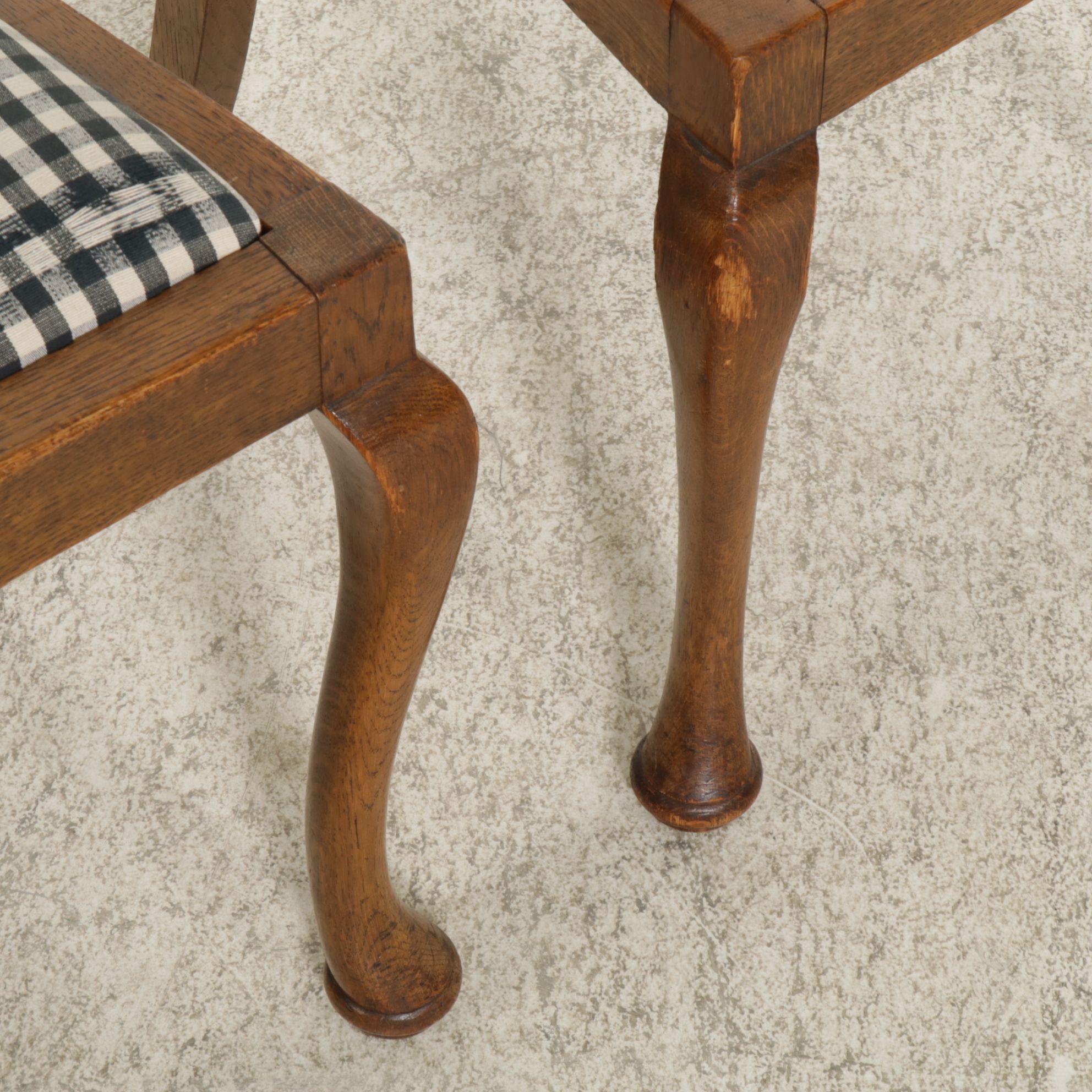 Four Queen Anne Style Oak Side Chairs, Early to Mid-20th Century