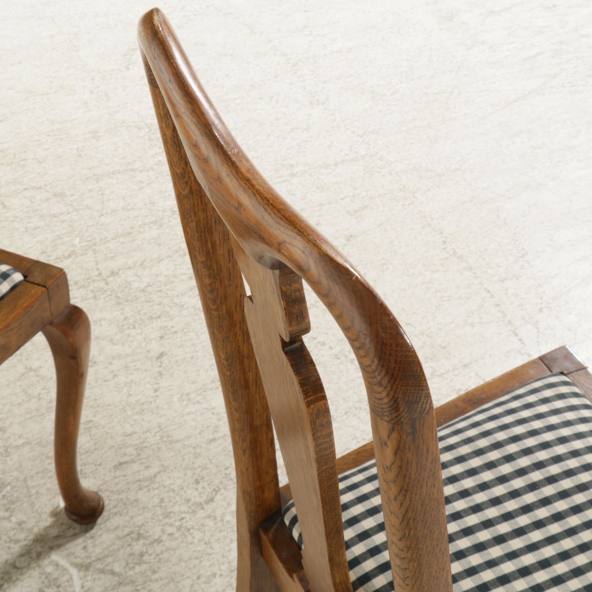 Four Queen Anne Style Oak Side Chairs, Early to Mid-20th Century