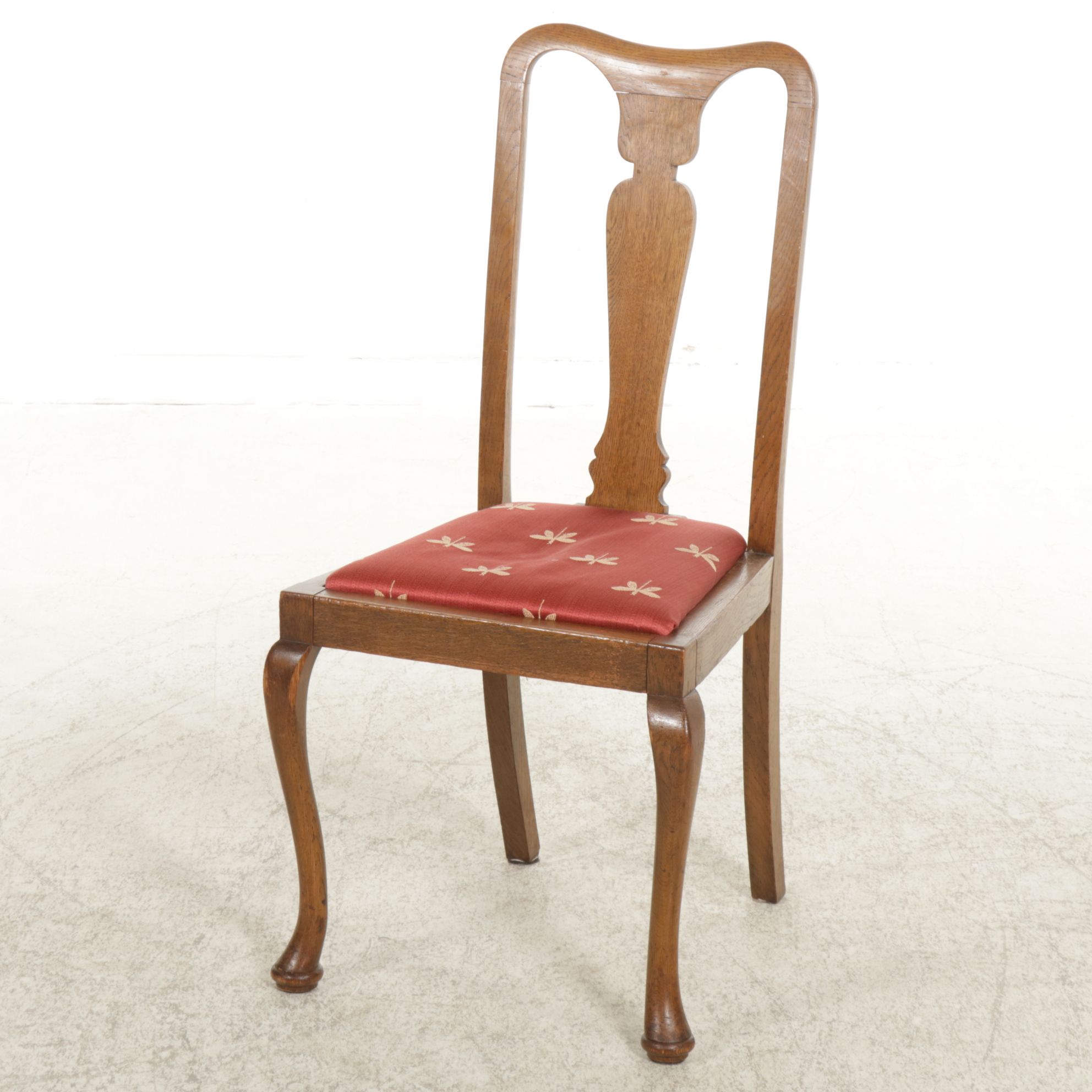 Four Queen Anne Style Oak Side Chairs, Early to Mid-20th Century