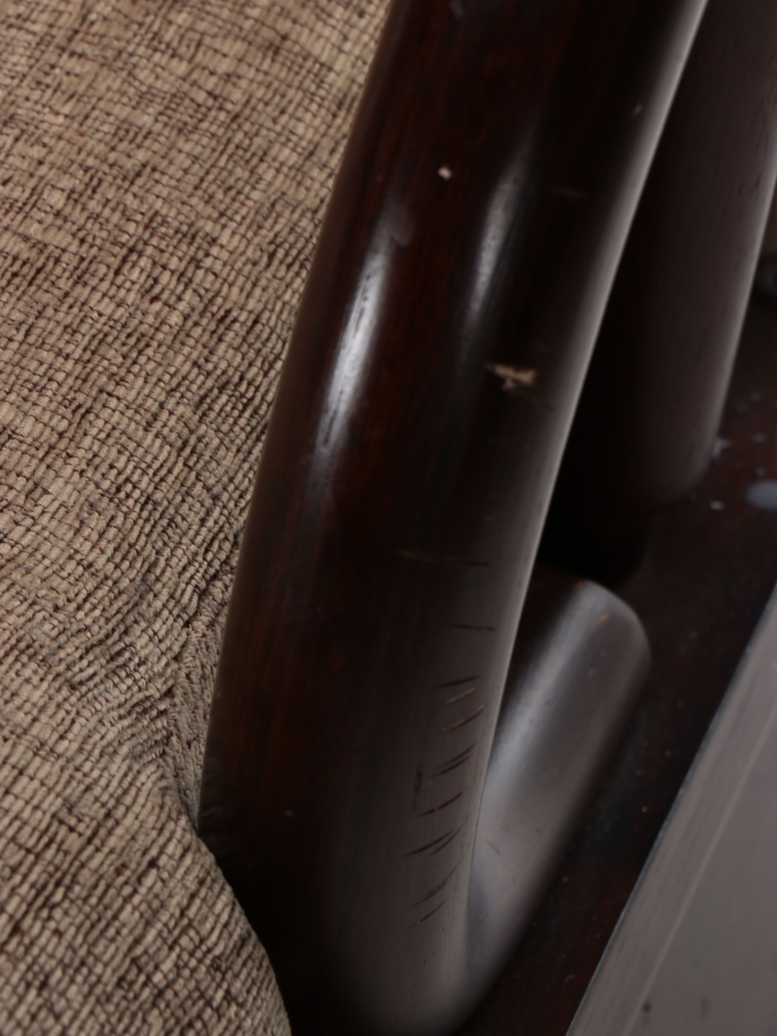 Mahogany Finish Rocking Chair and Ottoman with Green Cushions