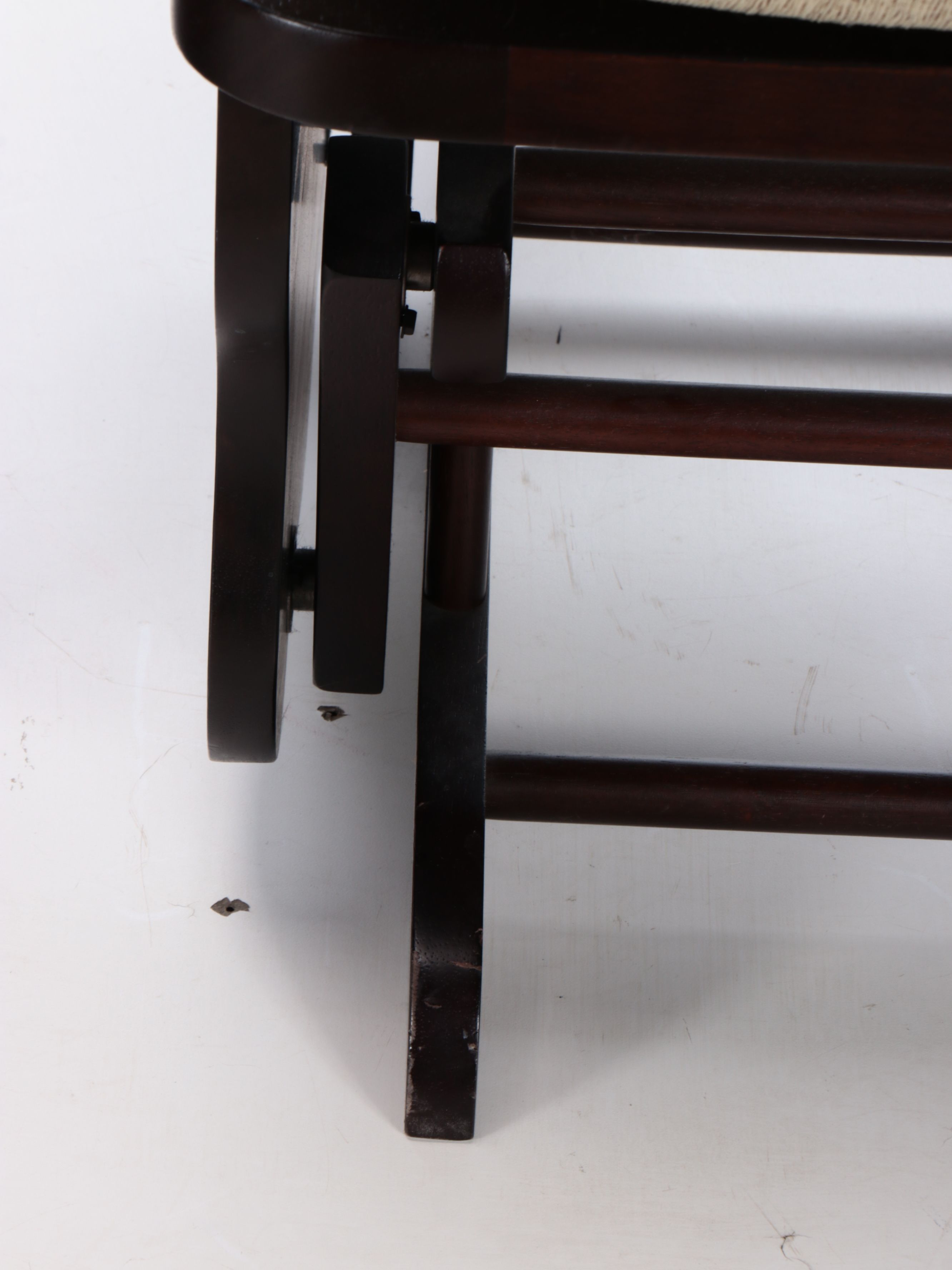 Mahogany Finish Rocking Chair and Ottoman with Green Cushions