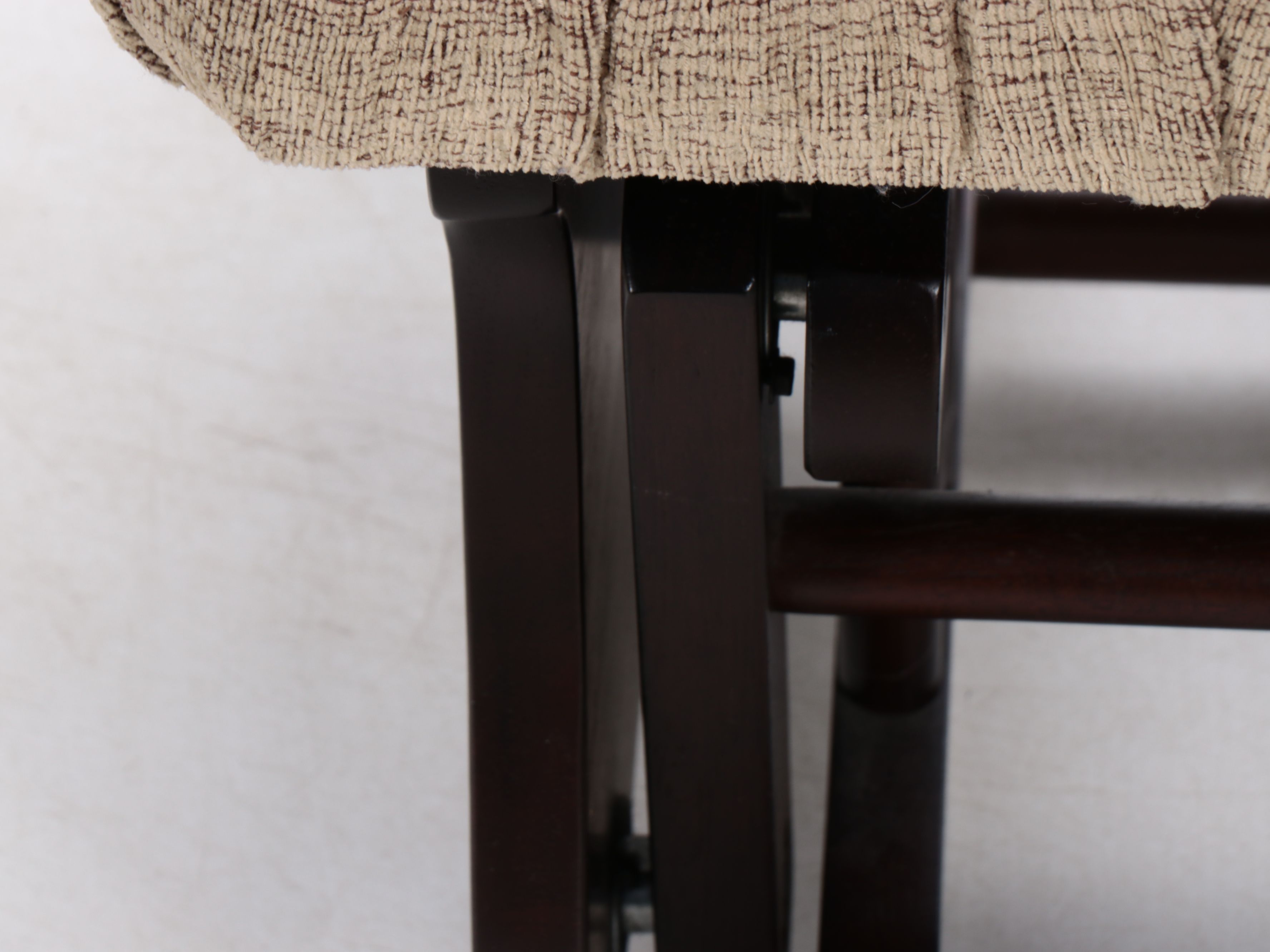 Mahogany Finish Rocking Chair and Ottoman with Green Cushions