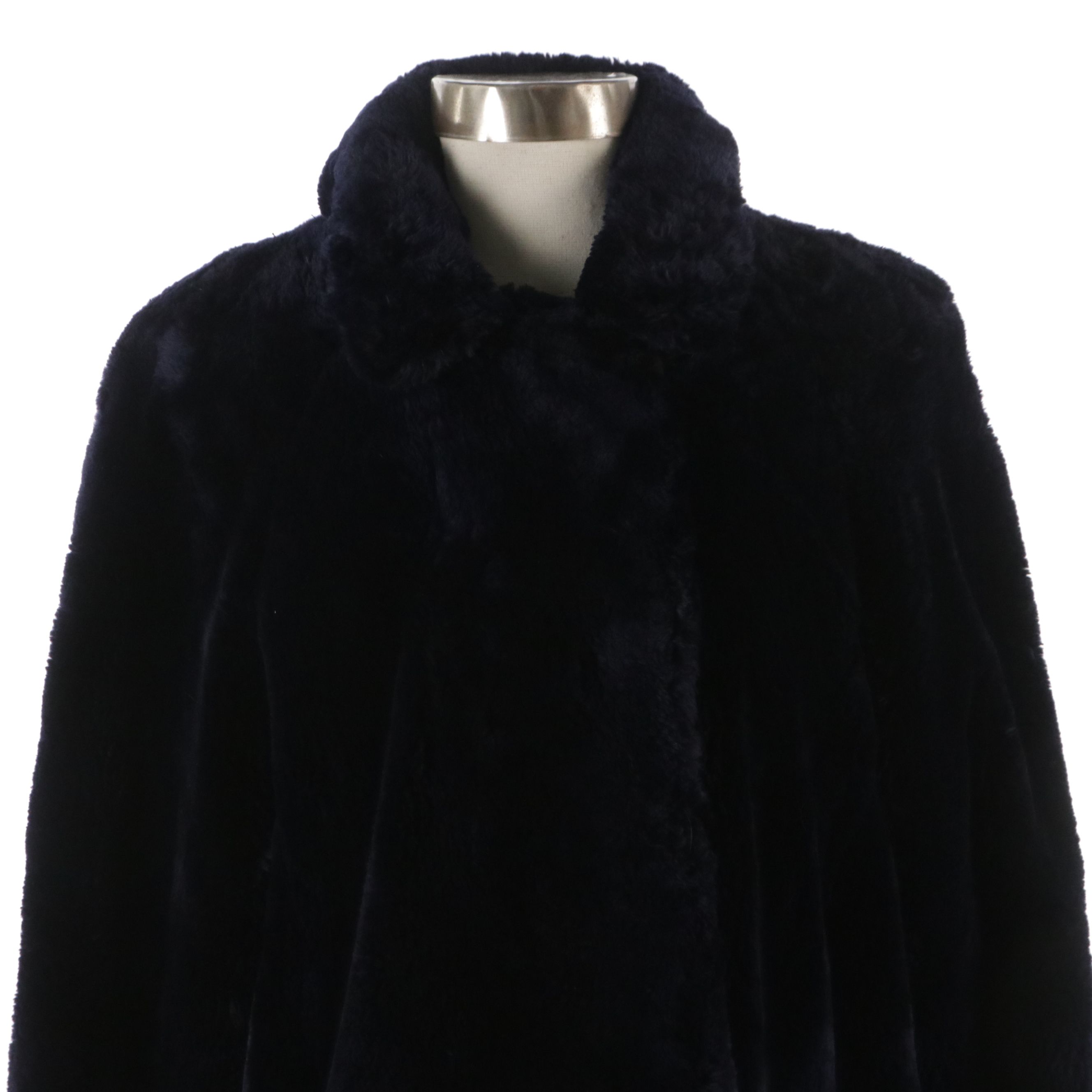 Alfred Sung Dyed Sheared Canadian Beaver Fur Stroller Coat