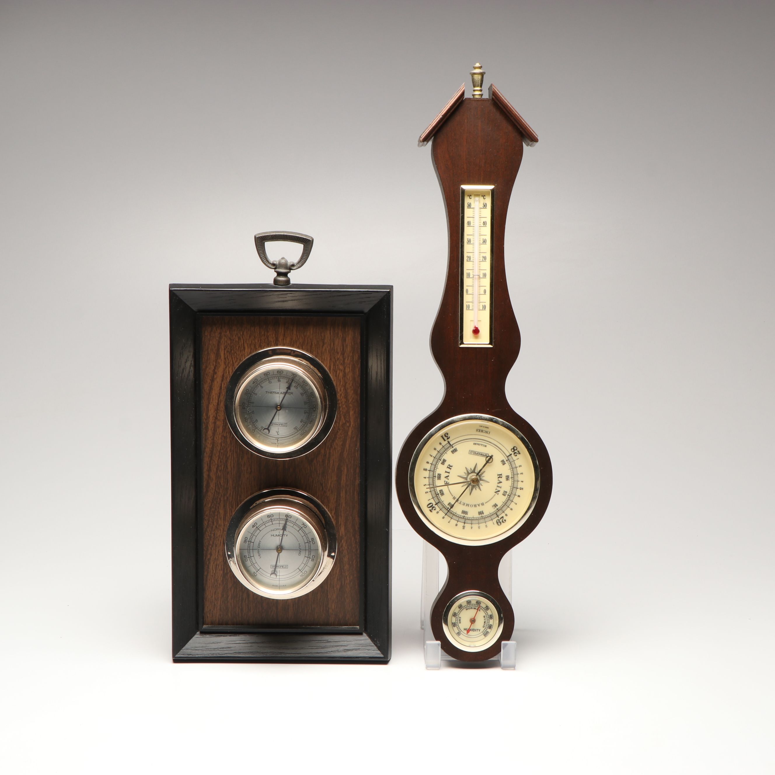 Springfield Banjo-Shaped Mahogany Finish and Rectangle Framed Weather Stations