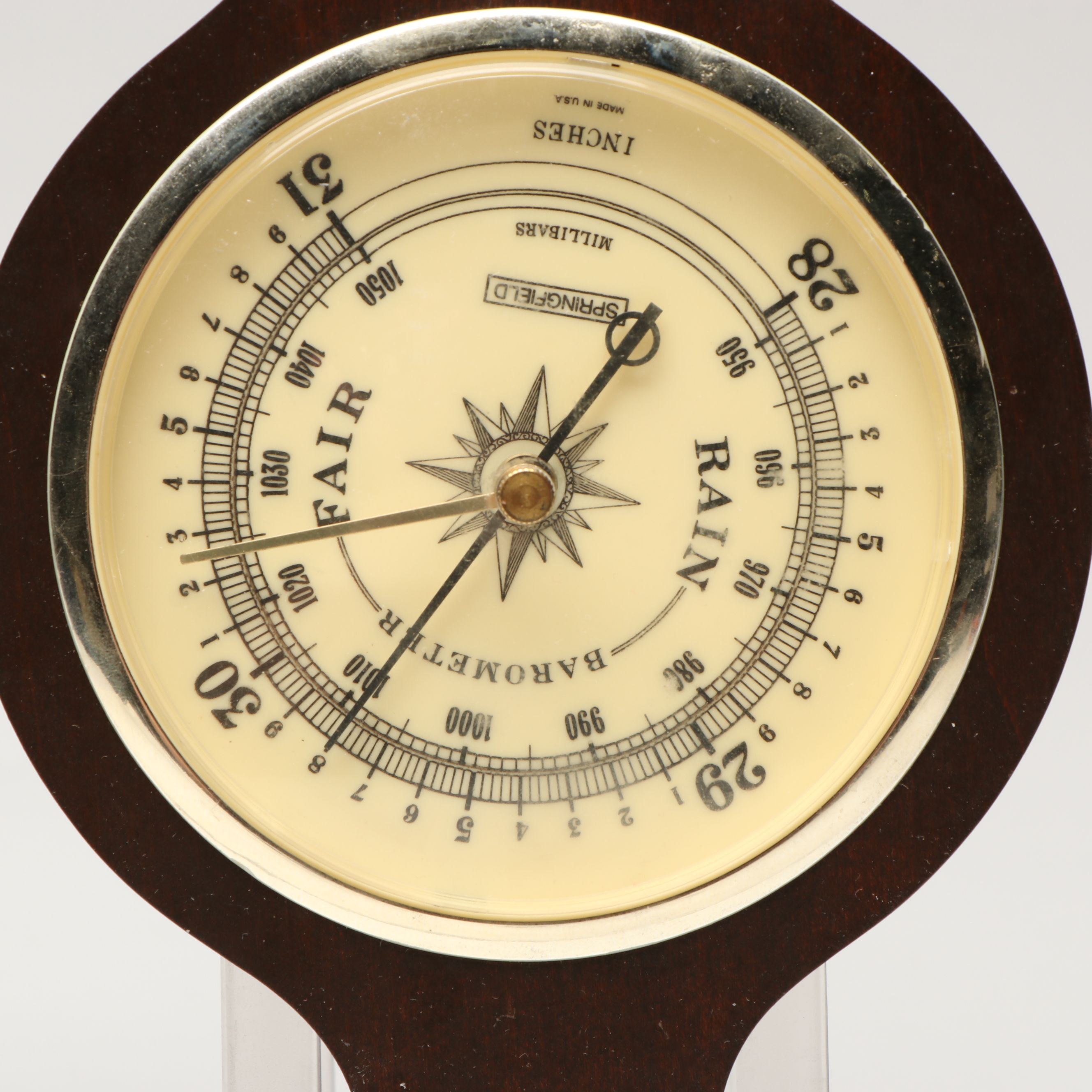 Springfield Banjo-Shaped Mahogany Finish and Rectangle Framed Weather Stations