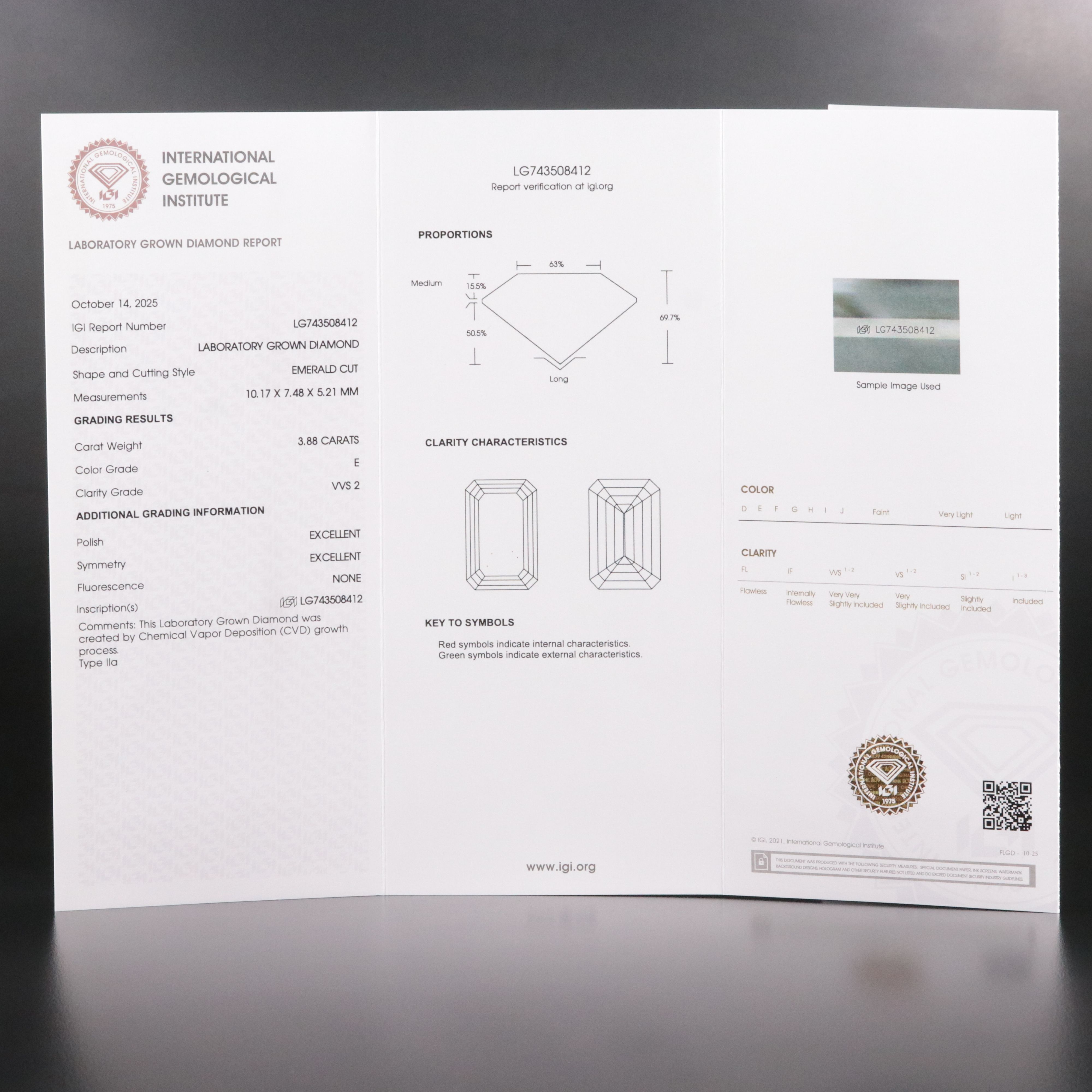 18K 4.31 CTW Lab Grown Diamond Ring with IGI Report