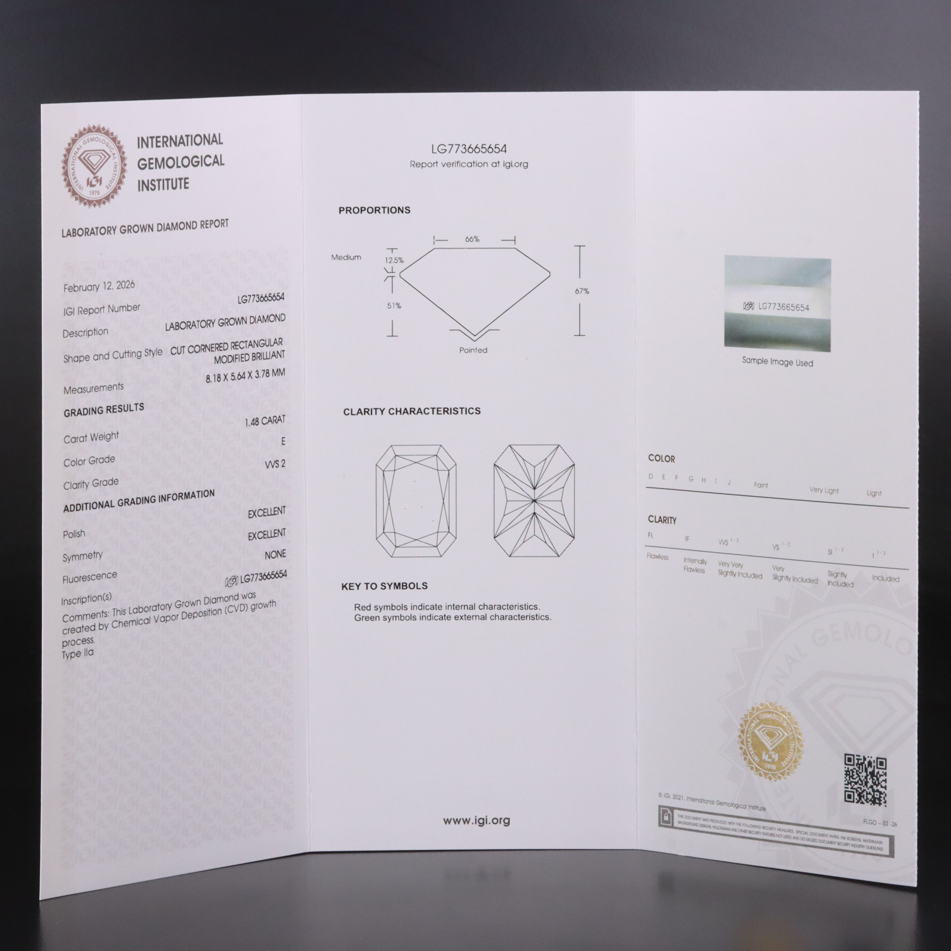 Loose 1.48 CT Lab Grown Diamond with IGI Report