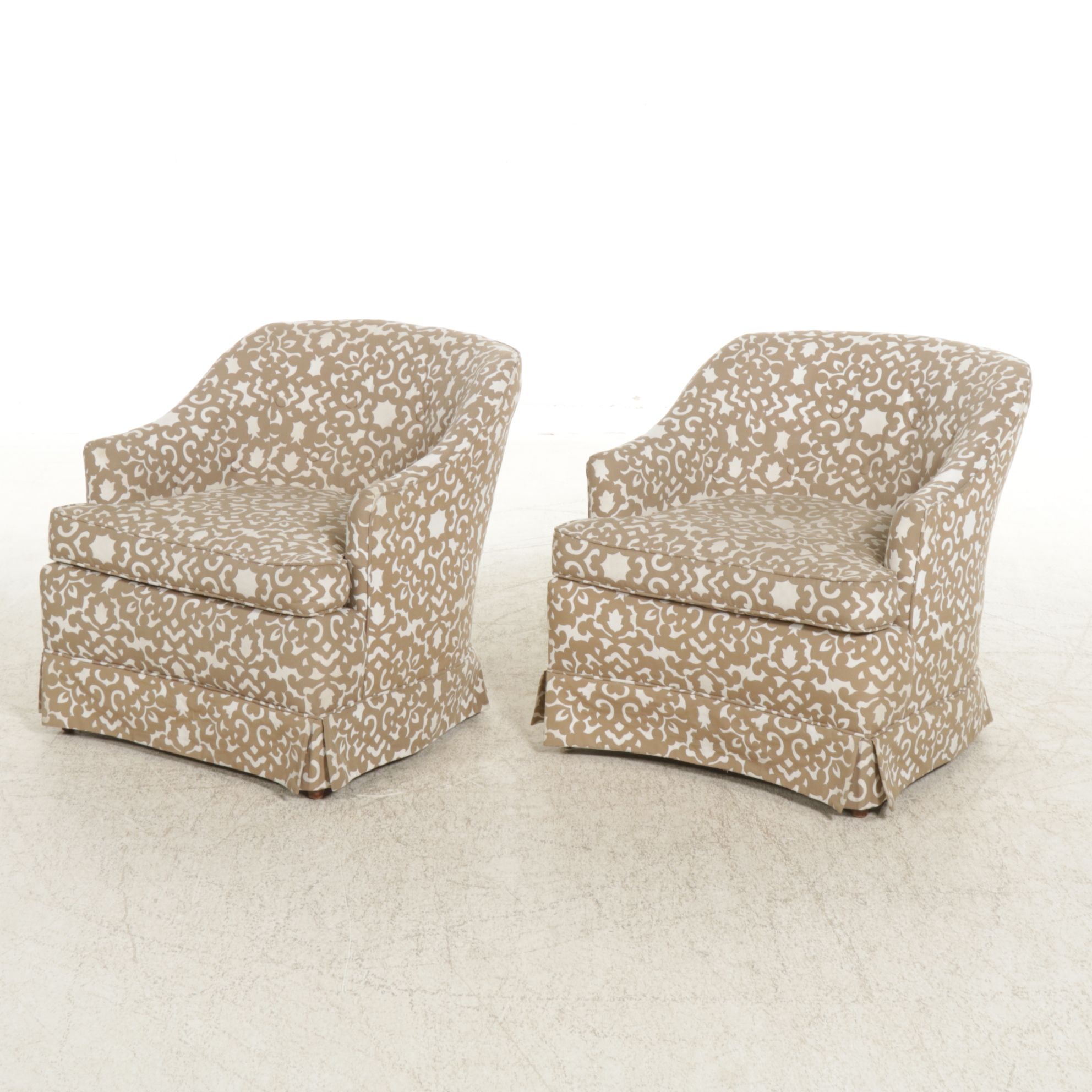 Pair of Upholstered Club Chairs, Late 20th Century