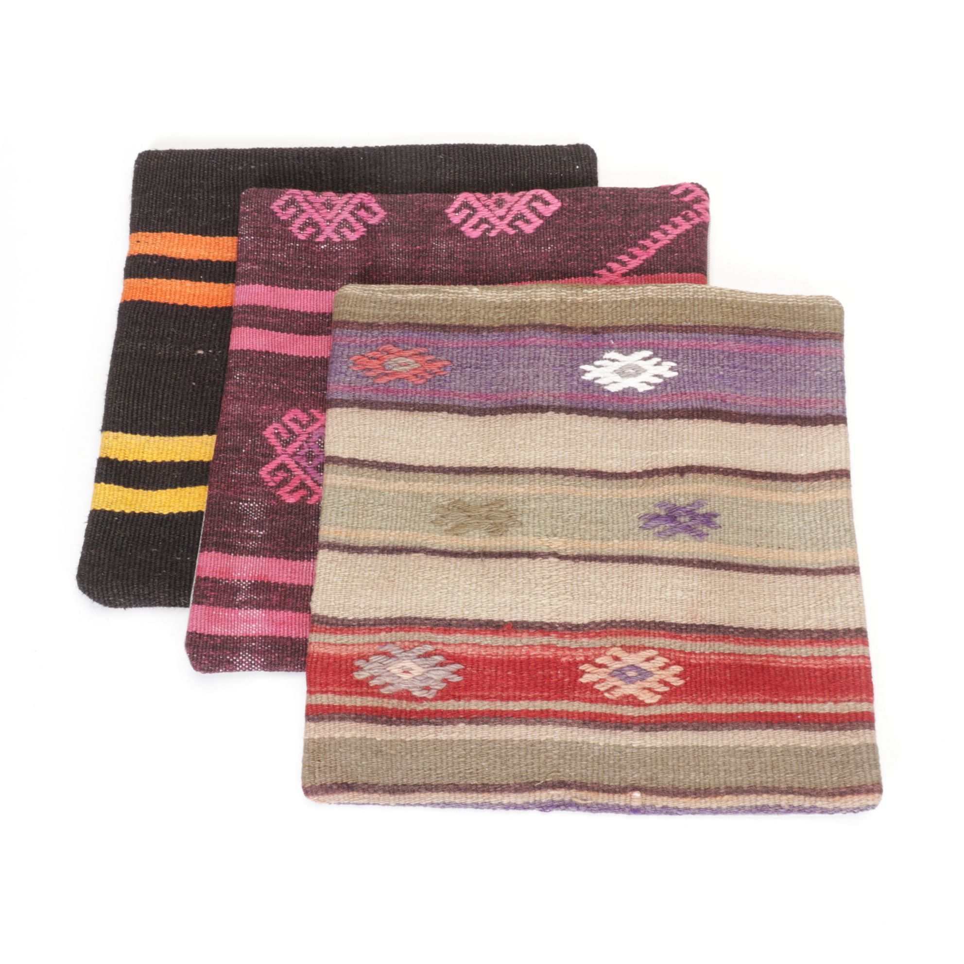 Turkish Handwoven Kilim Rug Remnant Pillow Covers