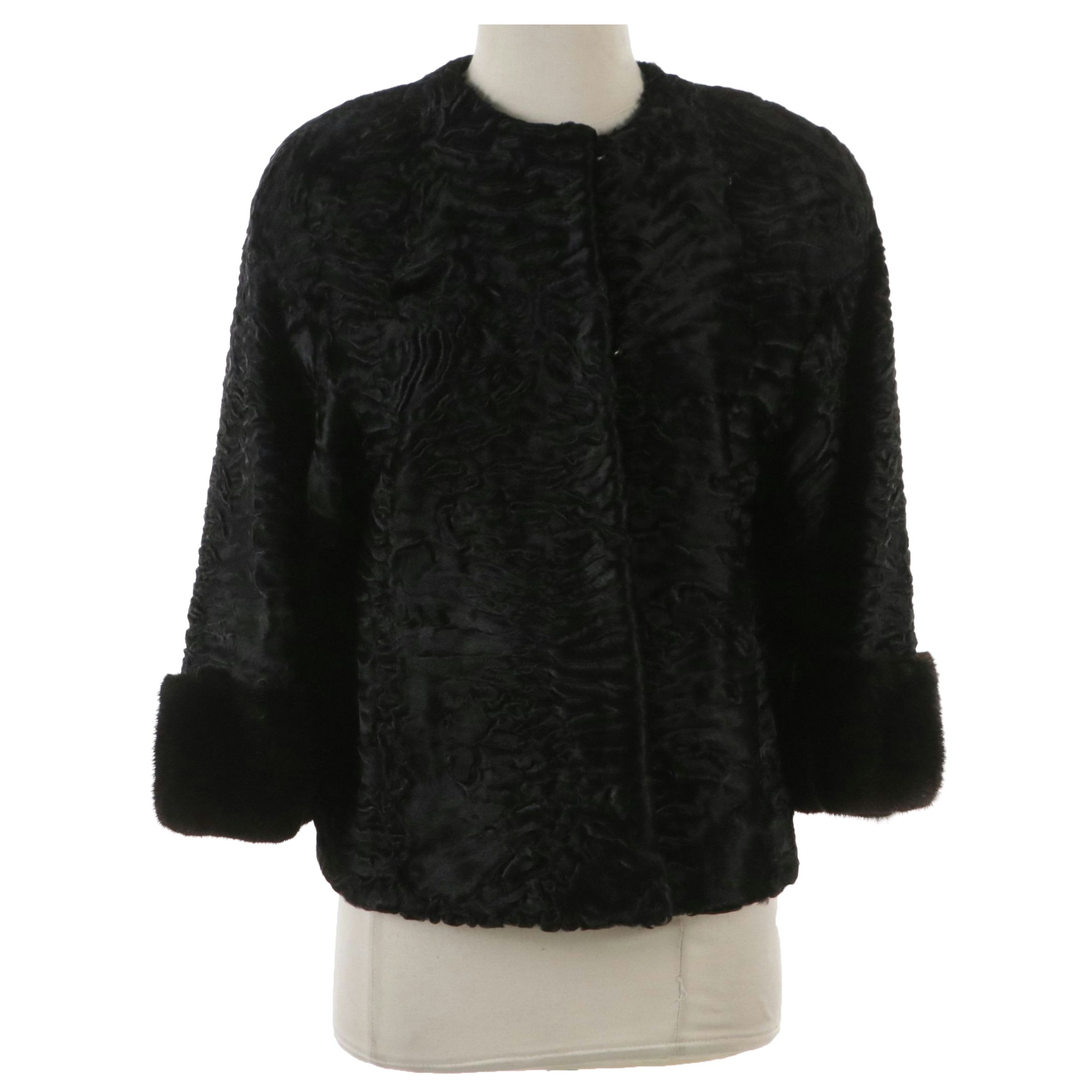 Swakara Lamb Fur Jacket with Mink Fur Trim from Miller's Furs