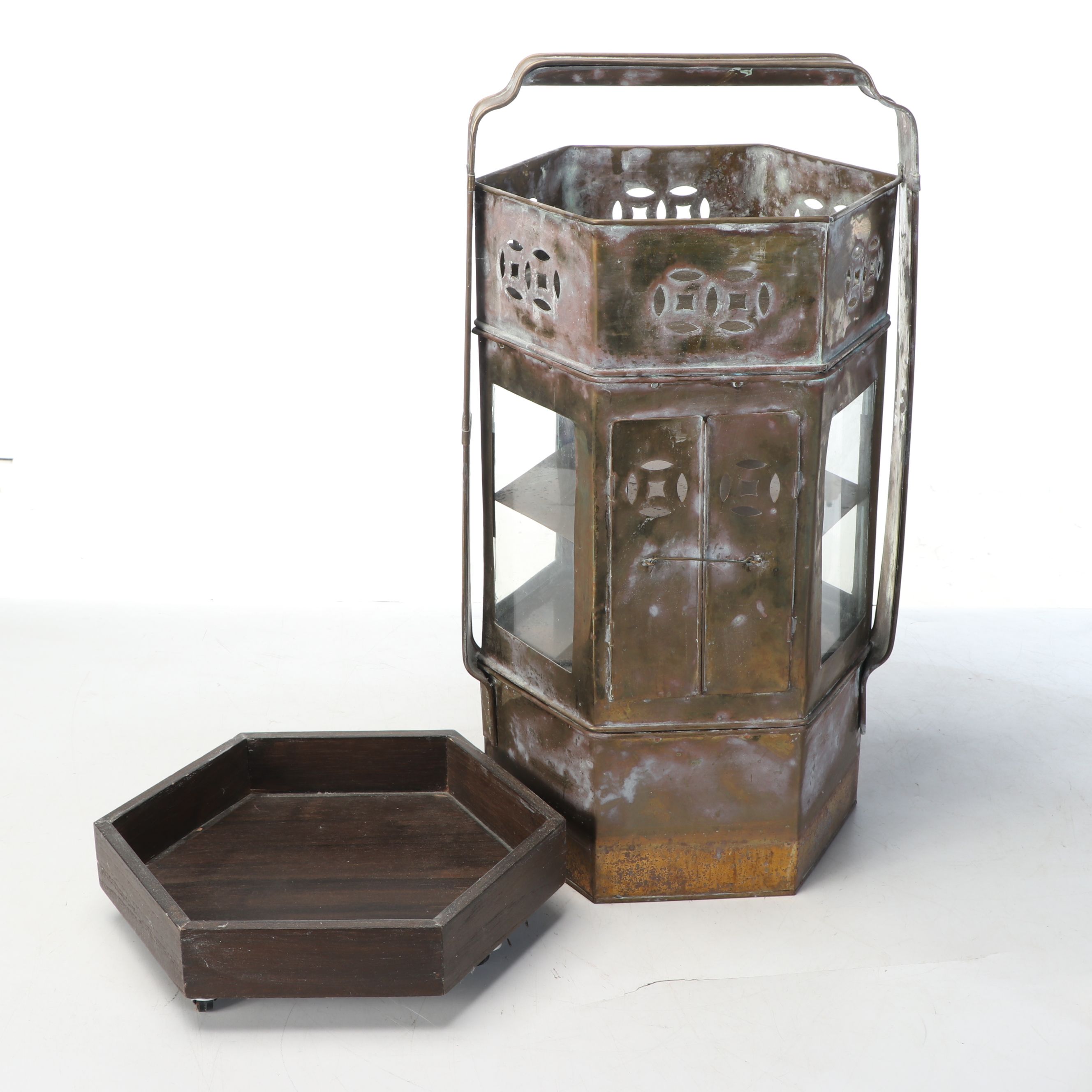 Chinese Patinated Brass Noodle Vending Cart on Casters, 20th Century