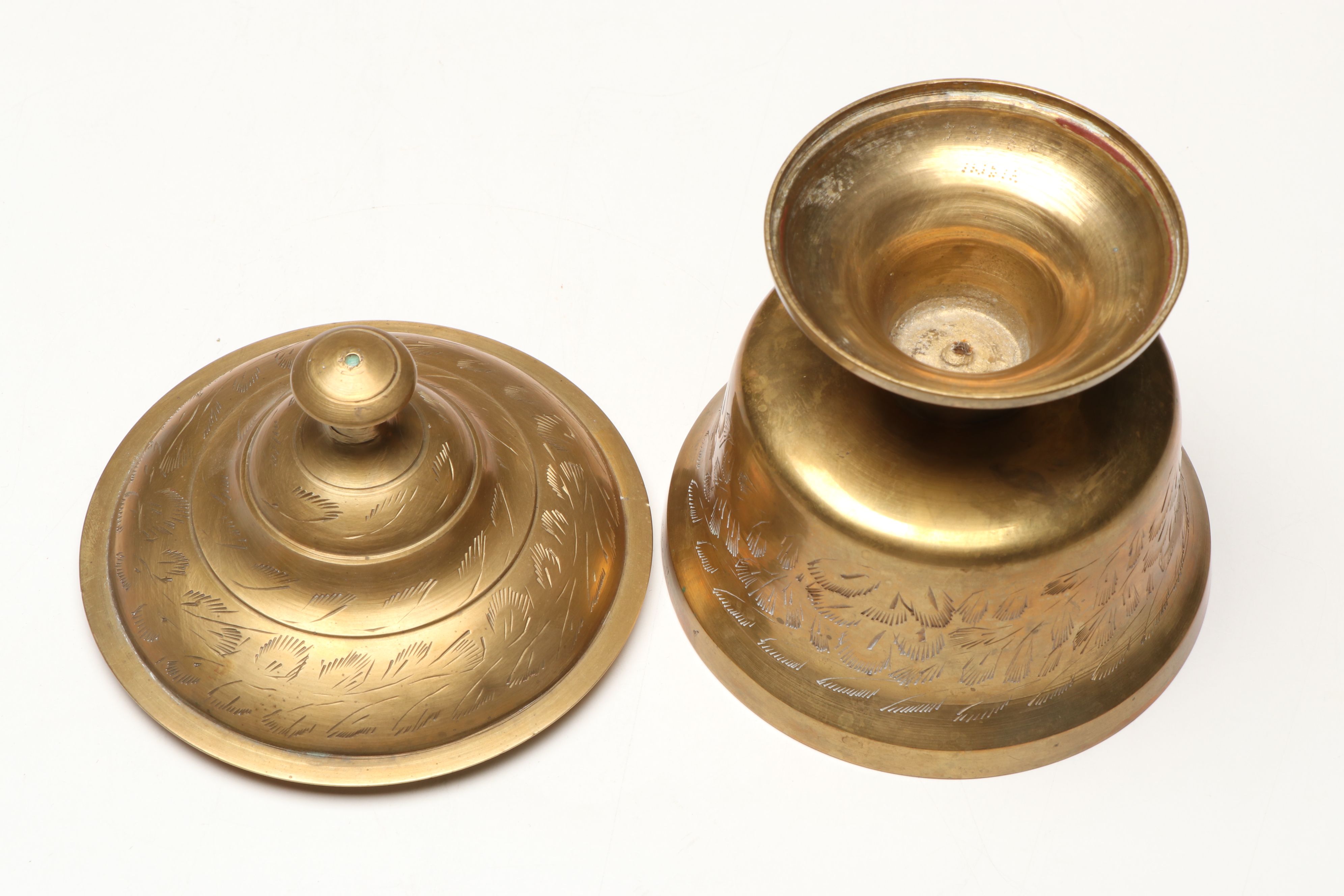 Tagus Copper Watering Can with Floral Etched Brass Vase and Other Table Décor