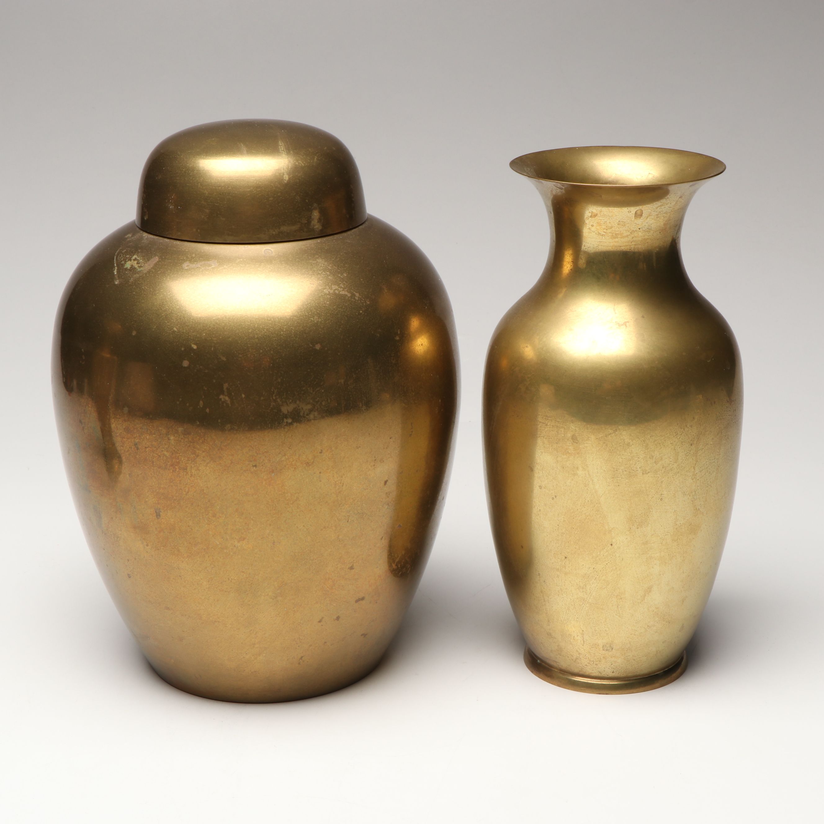 Tagus Copper Watering Can with Floral Etched Brass Vase and Other Table Décor