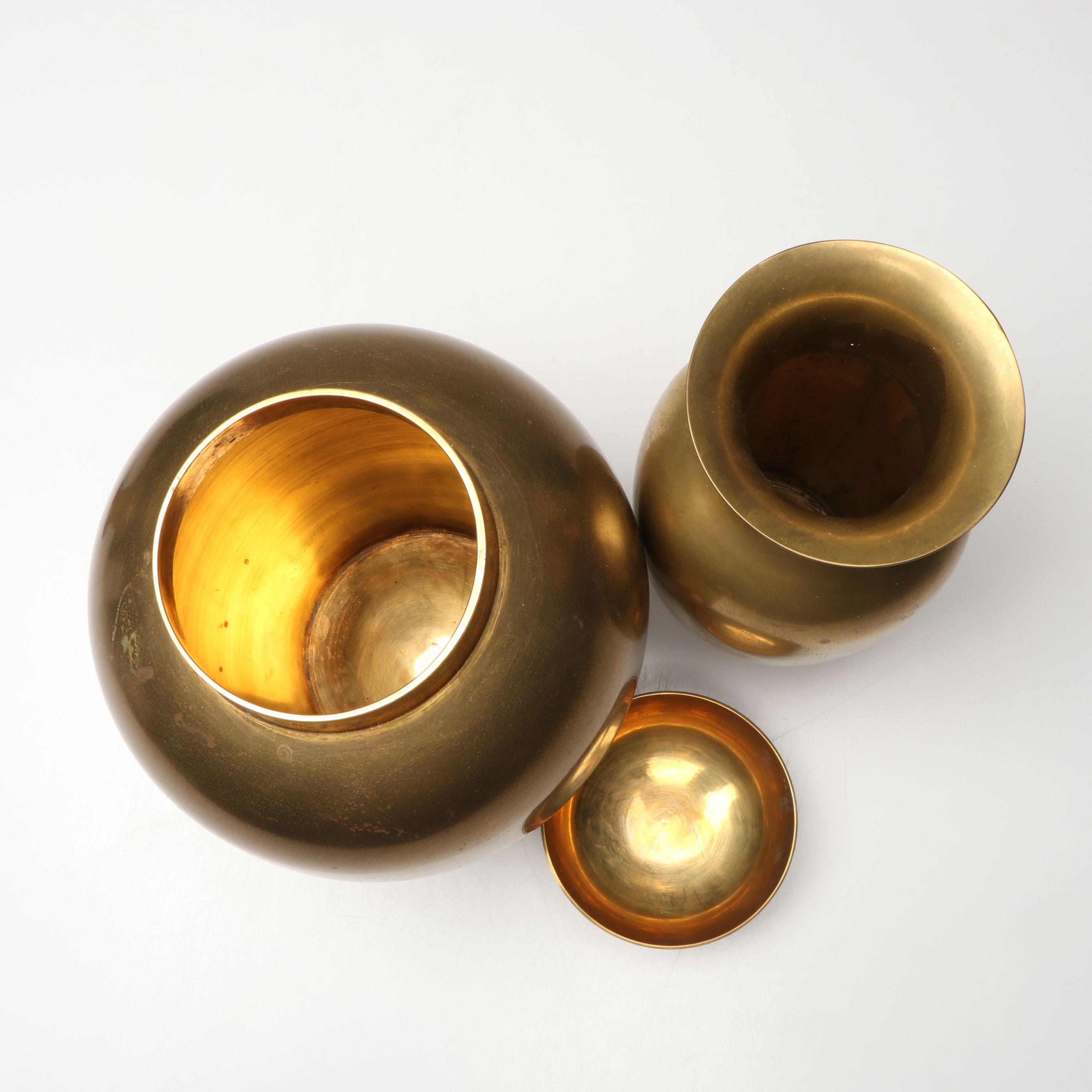 Tagus Copper Watering Can with Floral Etched Brass Vase and Other Table Décor