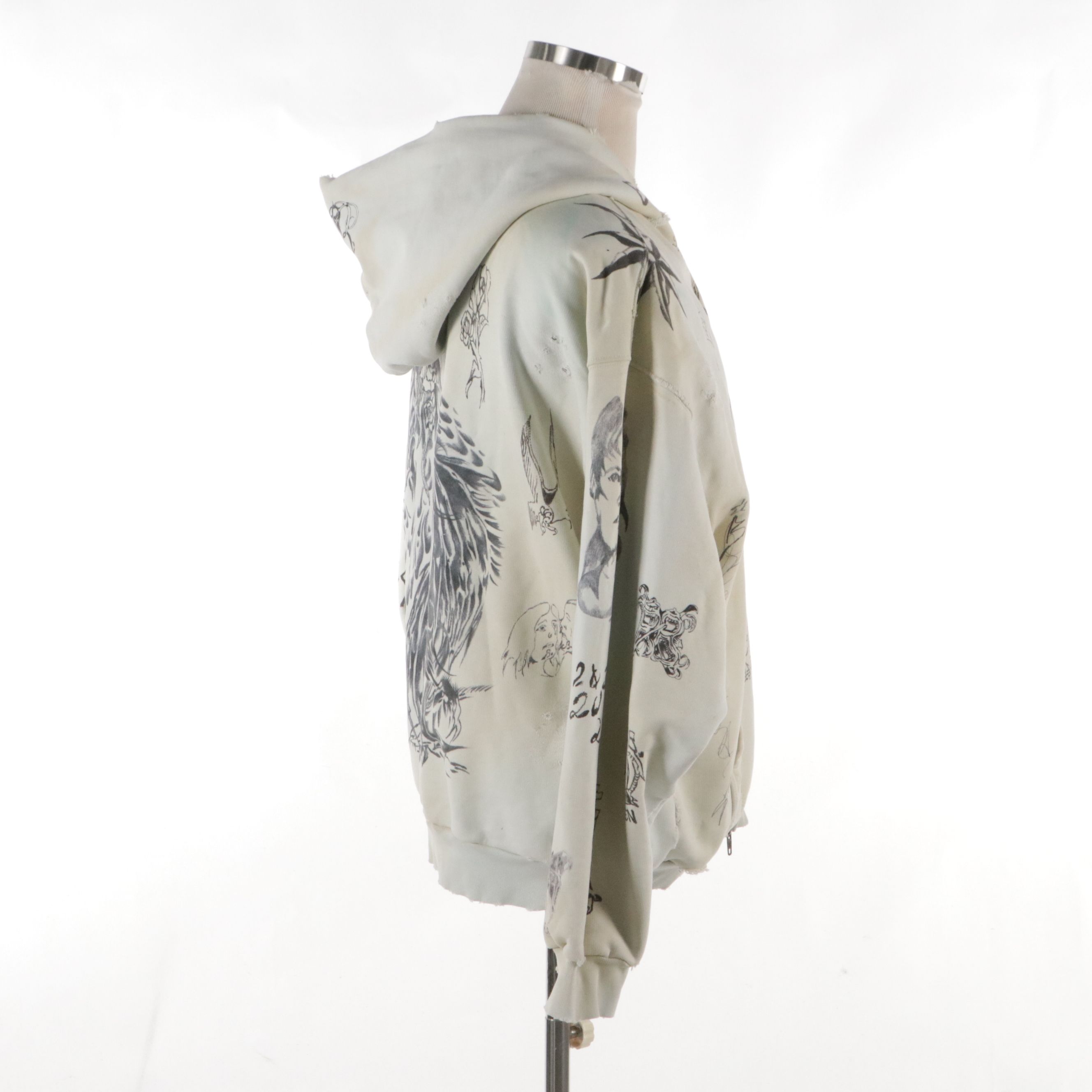 Balenciaga Unisex Tattoo Print Zip-Up Hoodie Jacket