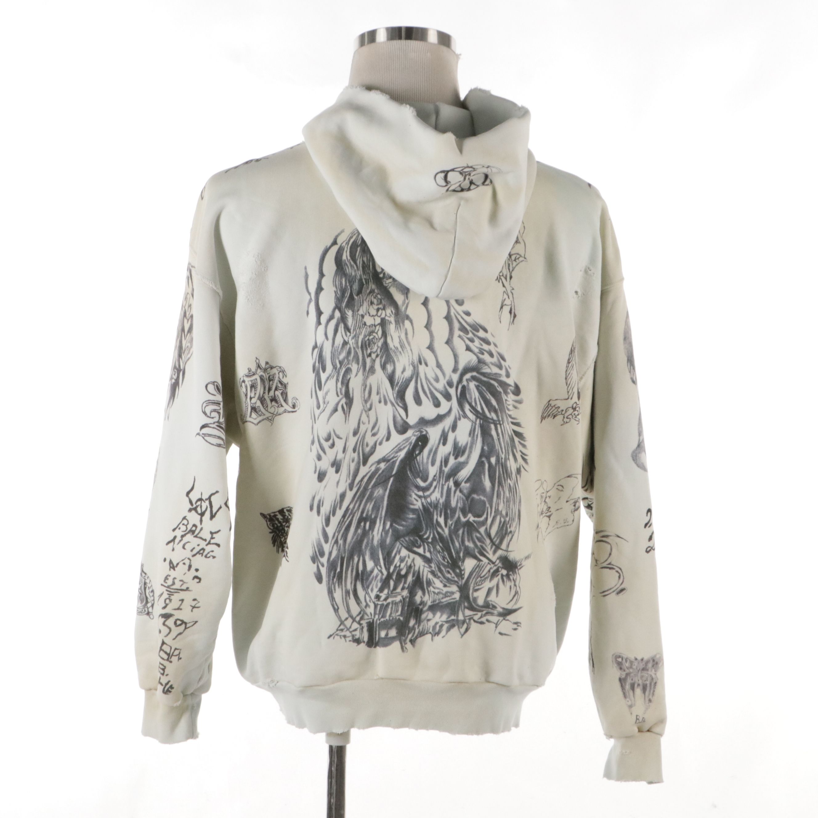 Balenciaga Unisex Tattoo Print Zip-Up Hoodie Jacket