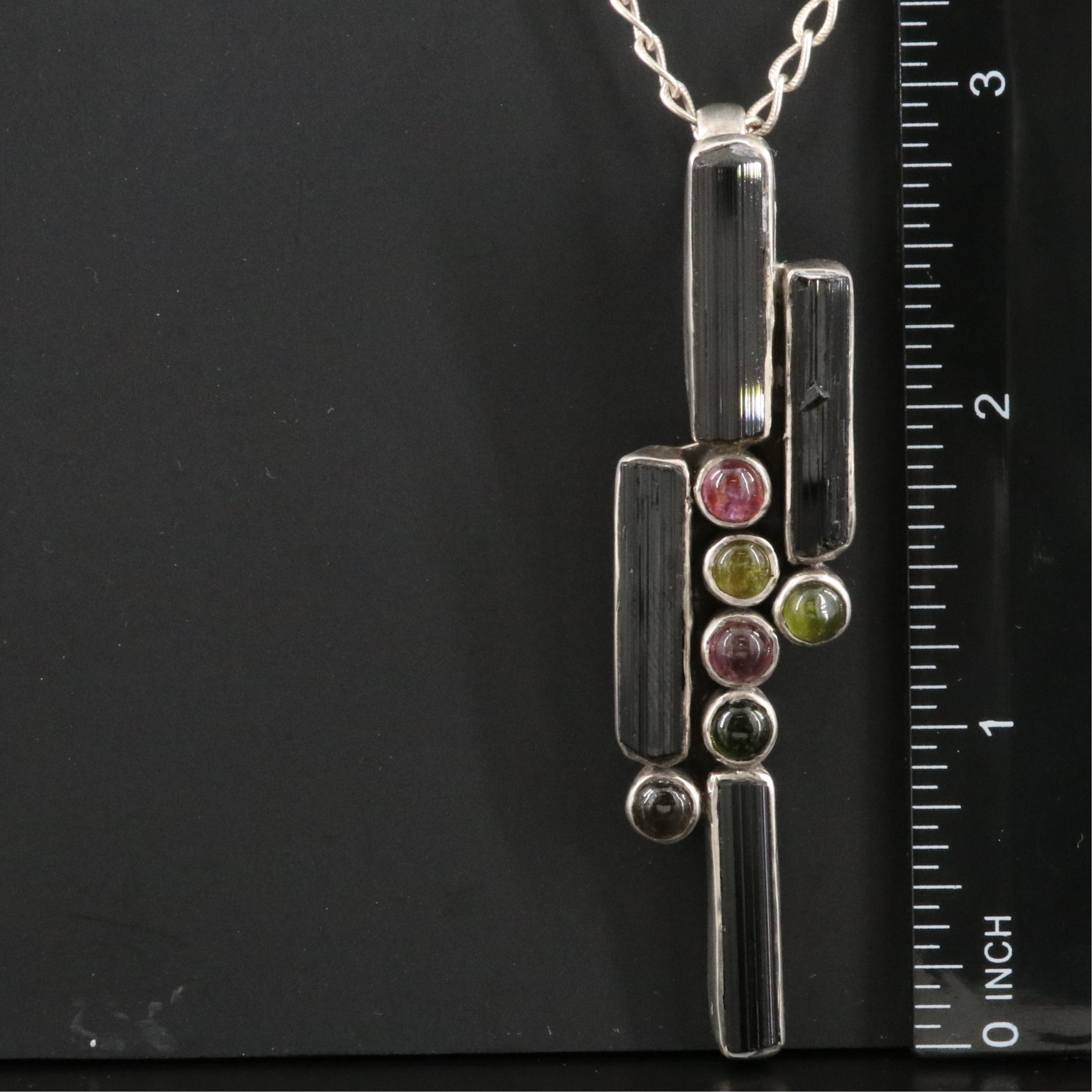 Sterling Tourmaline Pendant Necklace