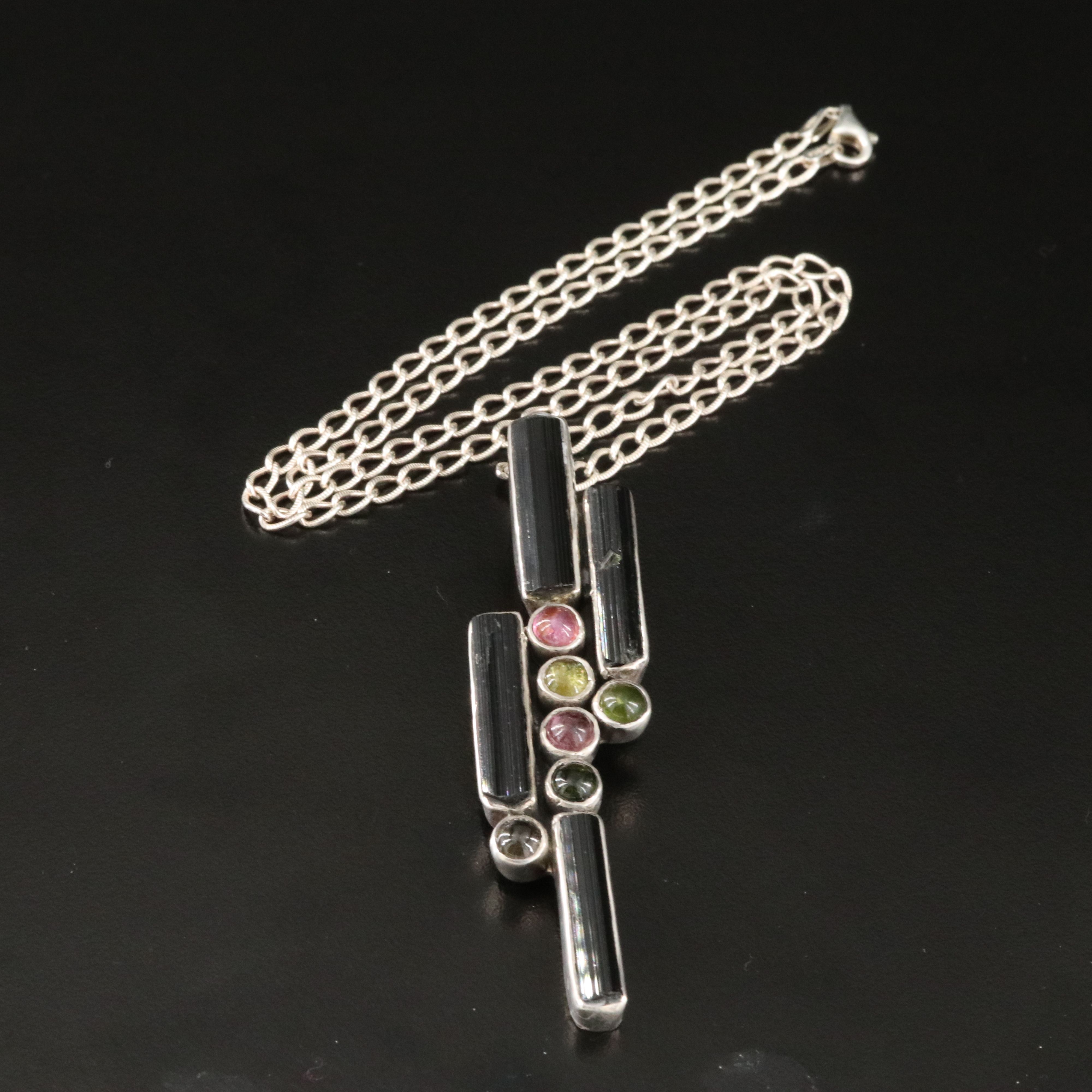 Sterling Tourmaline Pendant Necklace