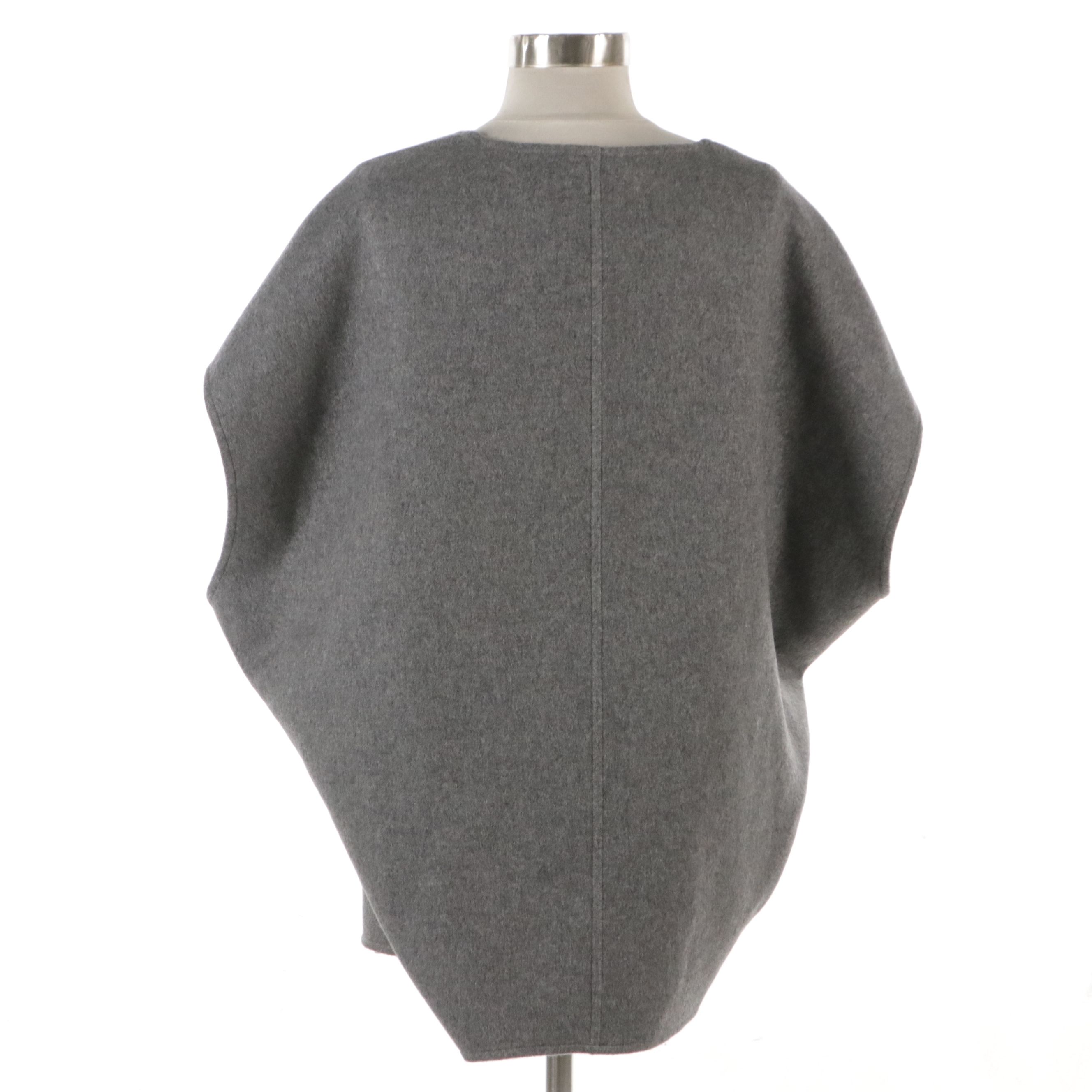 Céline Grey Cashmere Poncho Coat with Side Snaps and Retains Tag