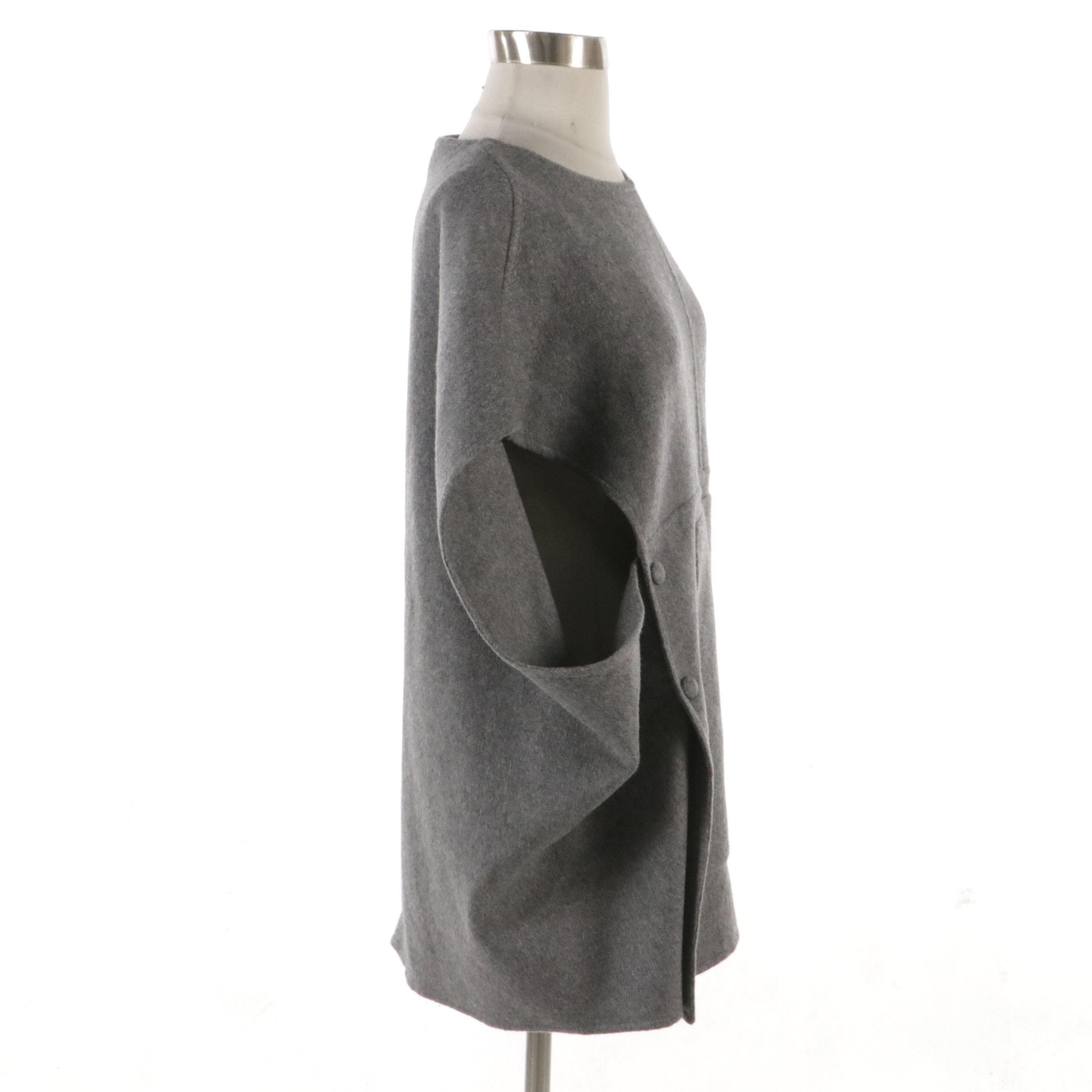 Céline Grey Cashmere Poncho Coat with Side Snaps and Retains Tag