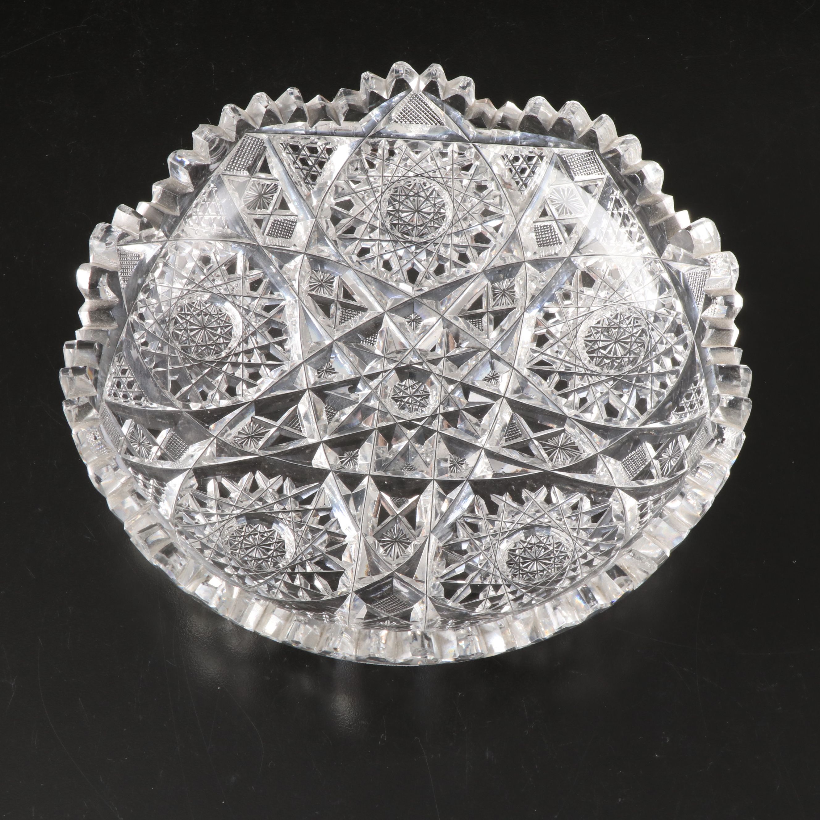 Brilliant Cut Sawtooth Rim Crystal Bowls