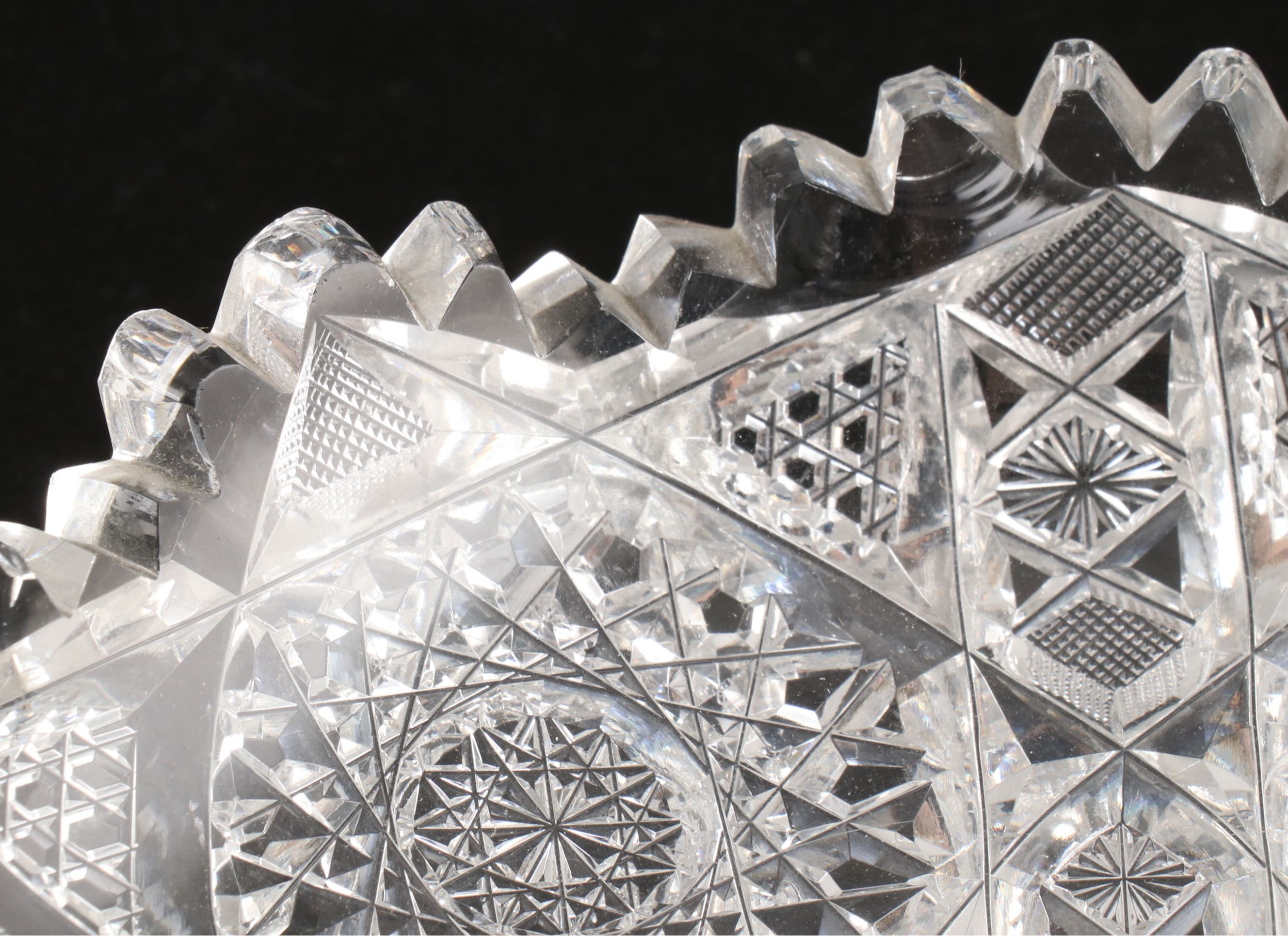 Brilliant Cut Sawtooth Rim Crystal Bowls