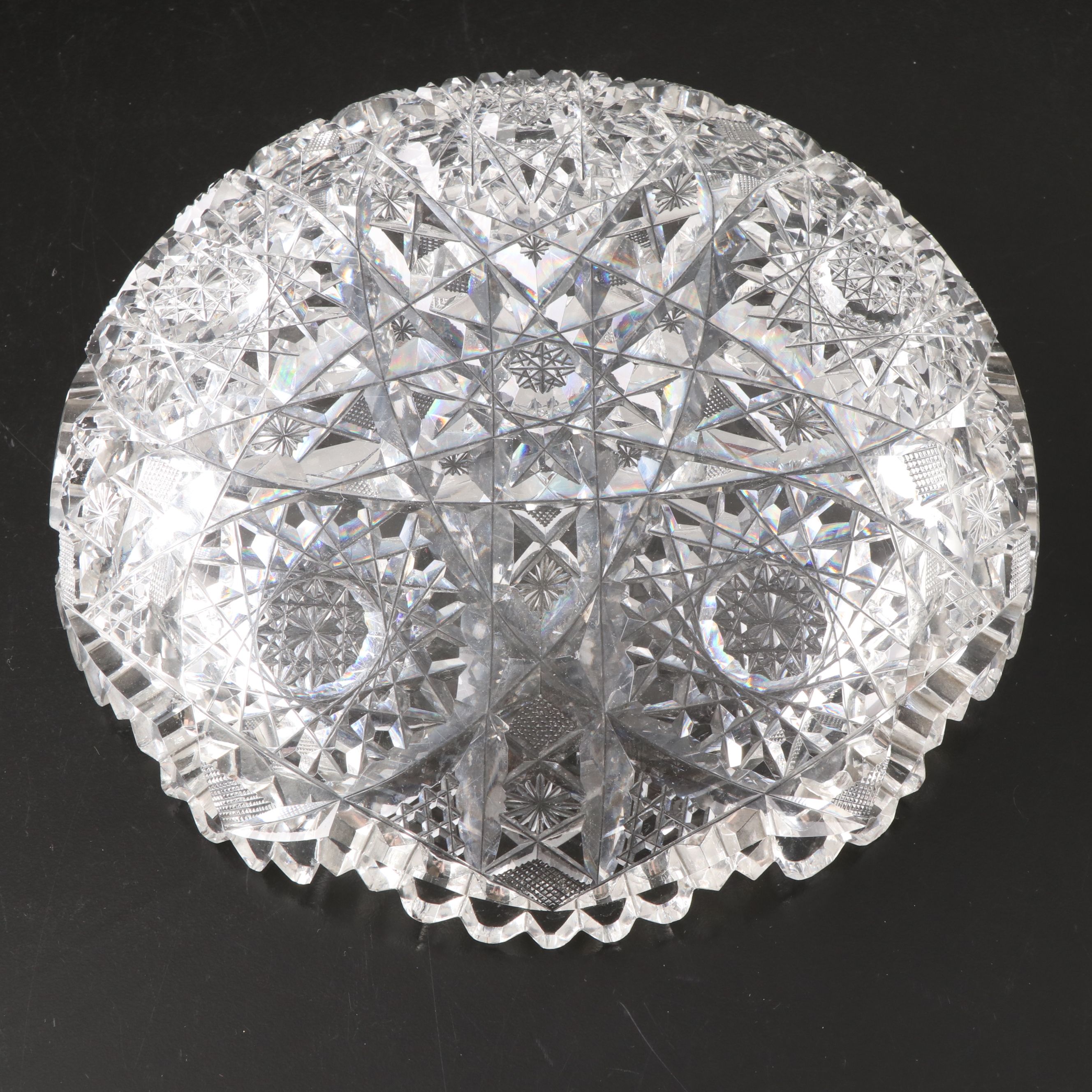 Brilliant Cut Sawtooth Rim Crystal Bowls