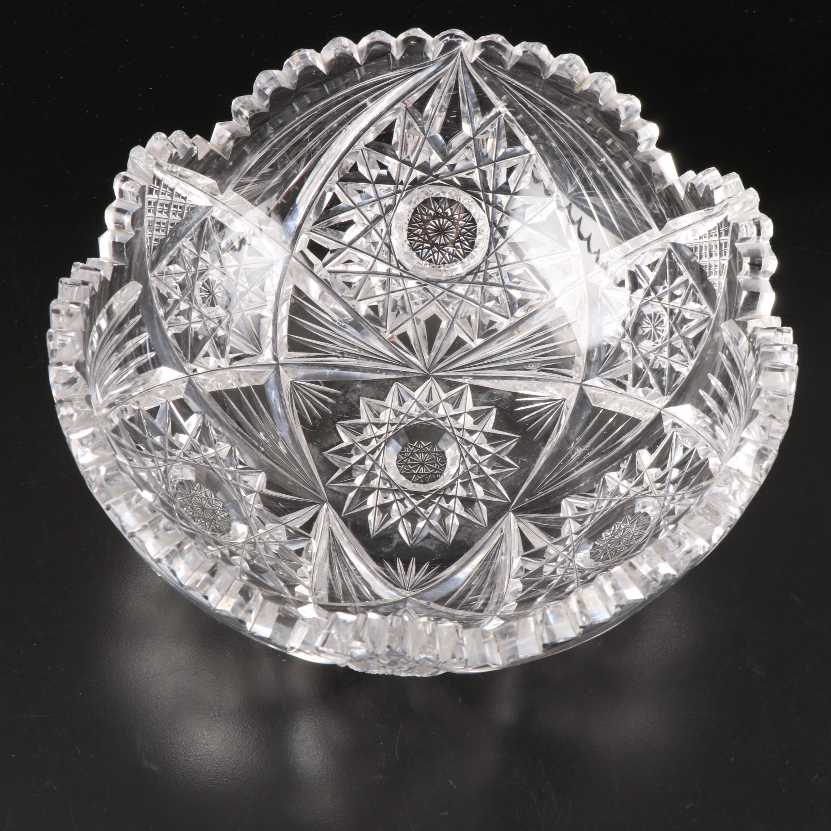 Brilliant Cut Sawtooth Rim Crystal Bowls