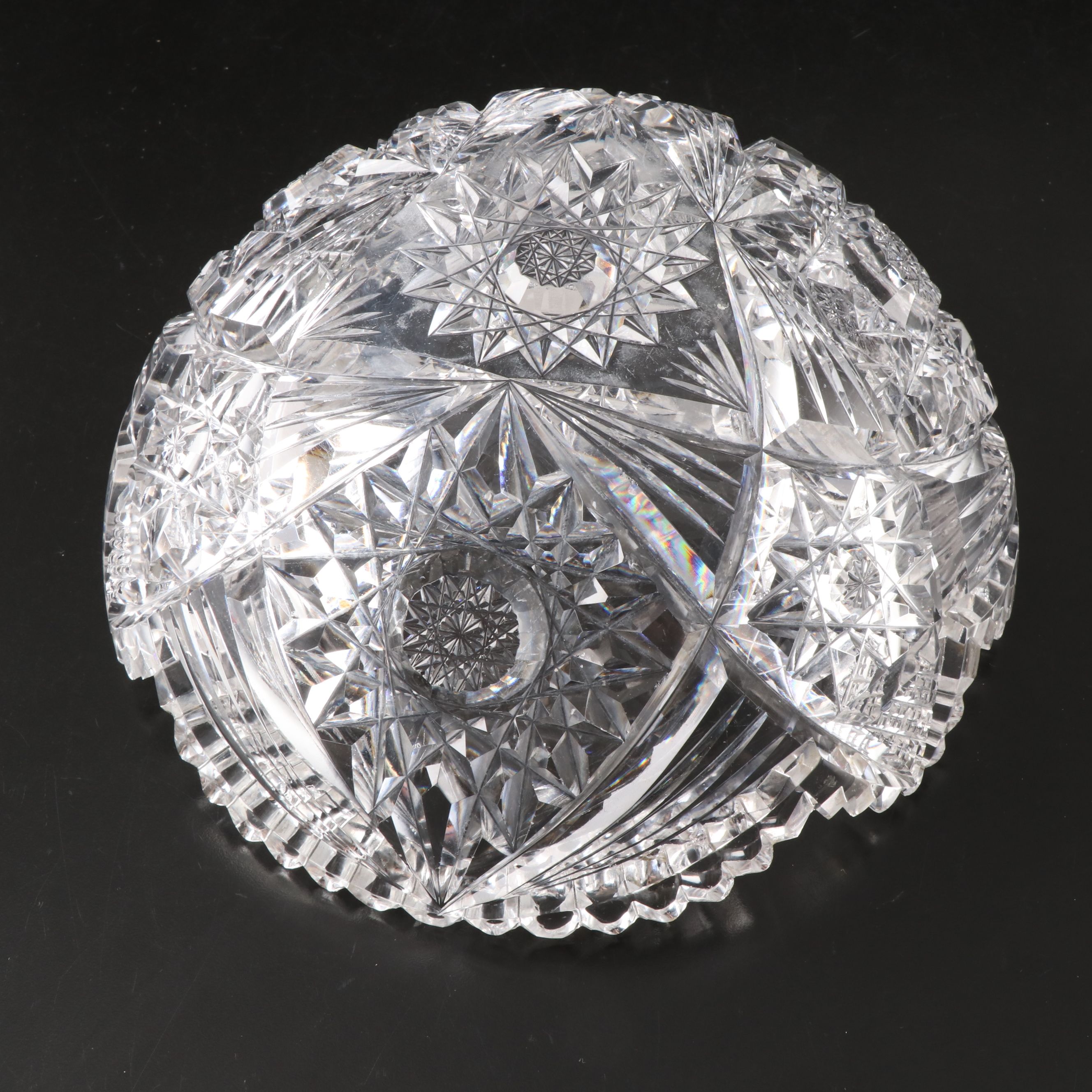 Brilliant Cut Sawtooth Rim Crystal Bowls