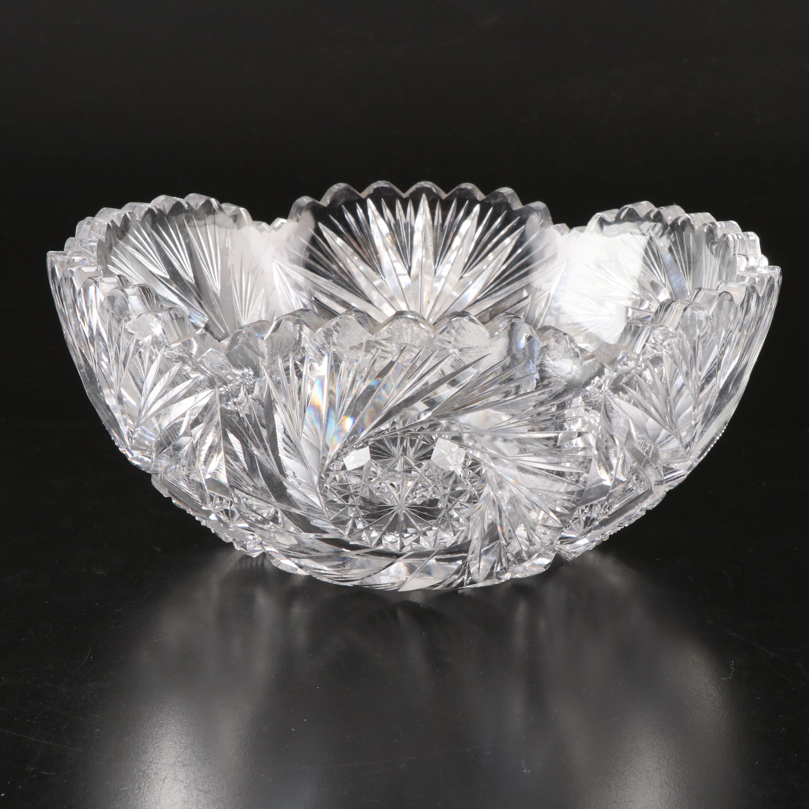 Brilliant Cut Sawtooth Rim Crystal Bowls